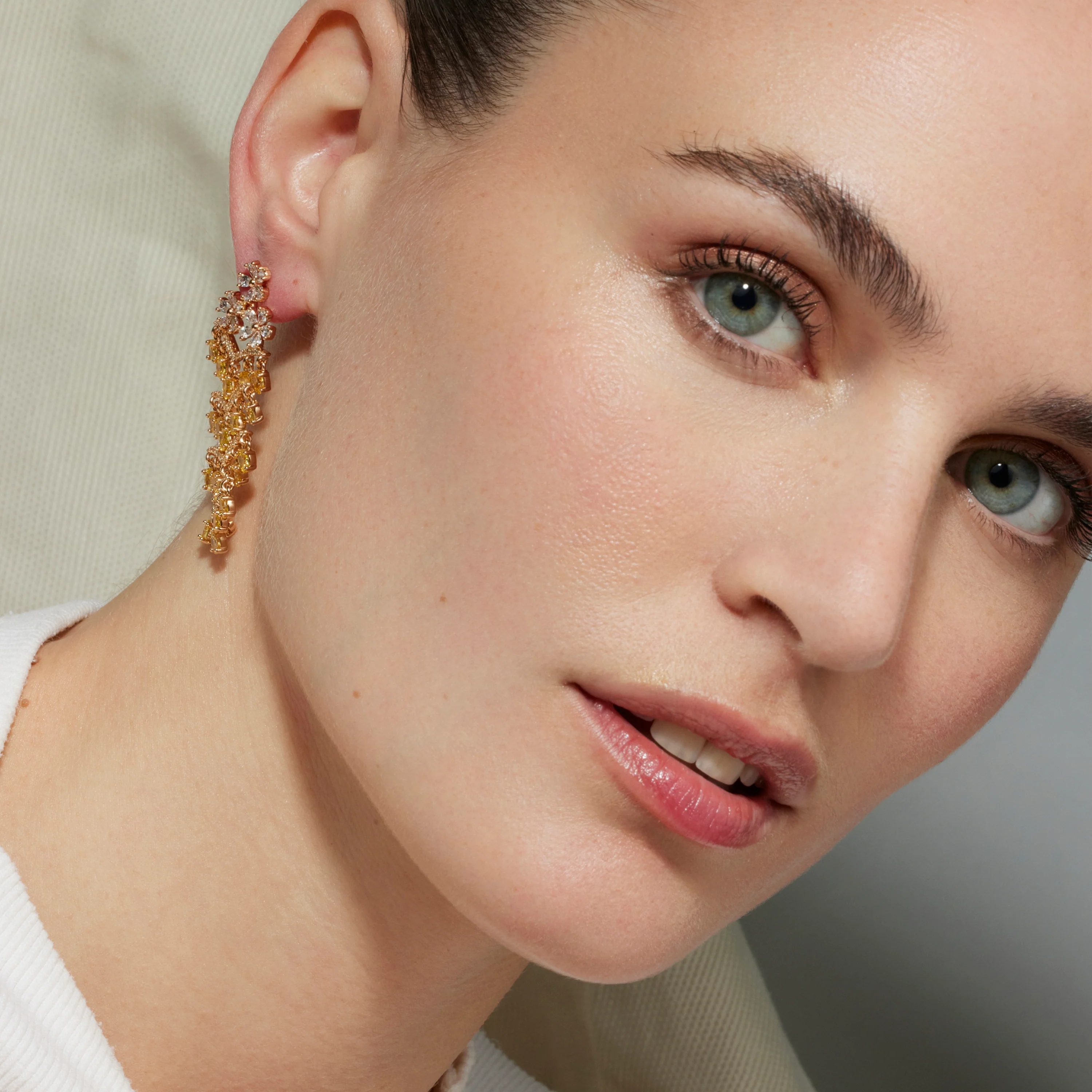 Pendientes con Padparadscha acabado oro 18k - Heweo - Image 2