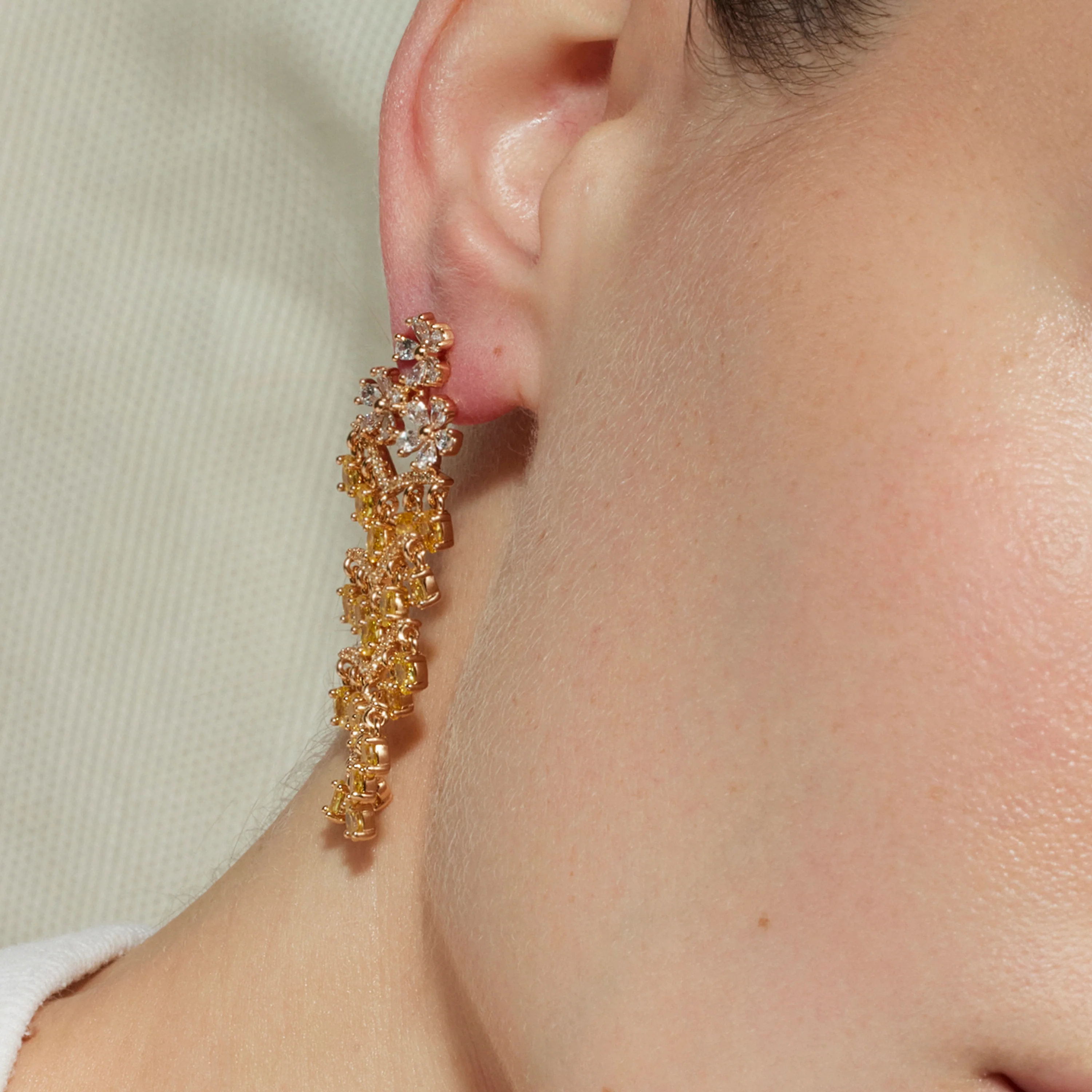 Pendientes con Padparadscha acabado oro 18k - Heweo - Image 3