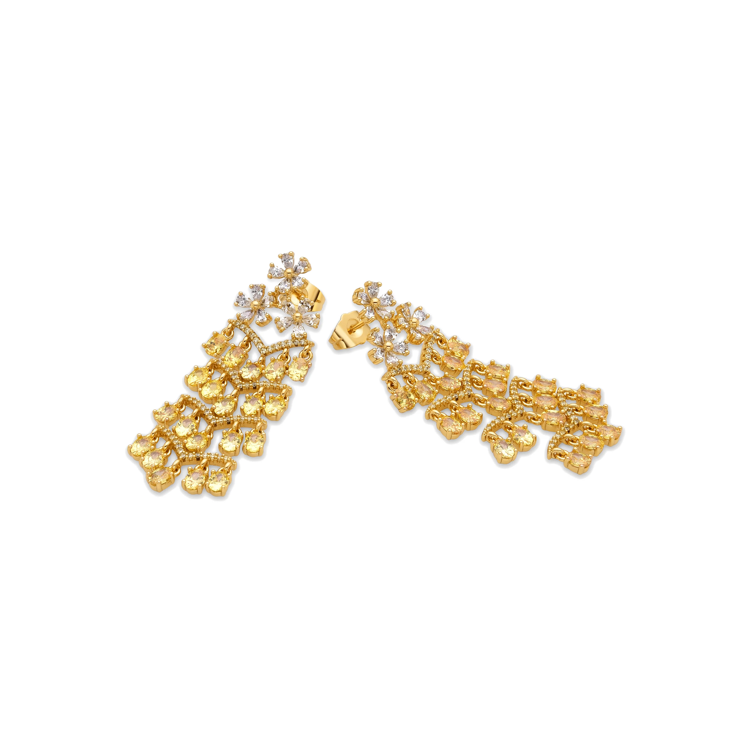 Pendientes con Padparadscha acabado oro 18k - Heweo - Image 4