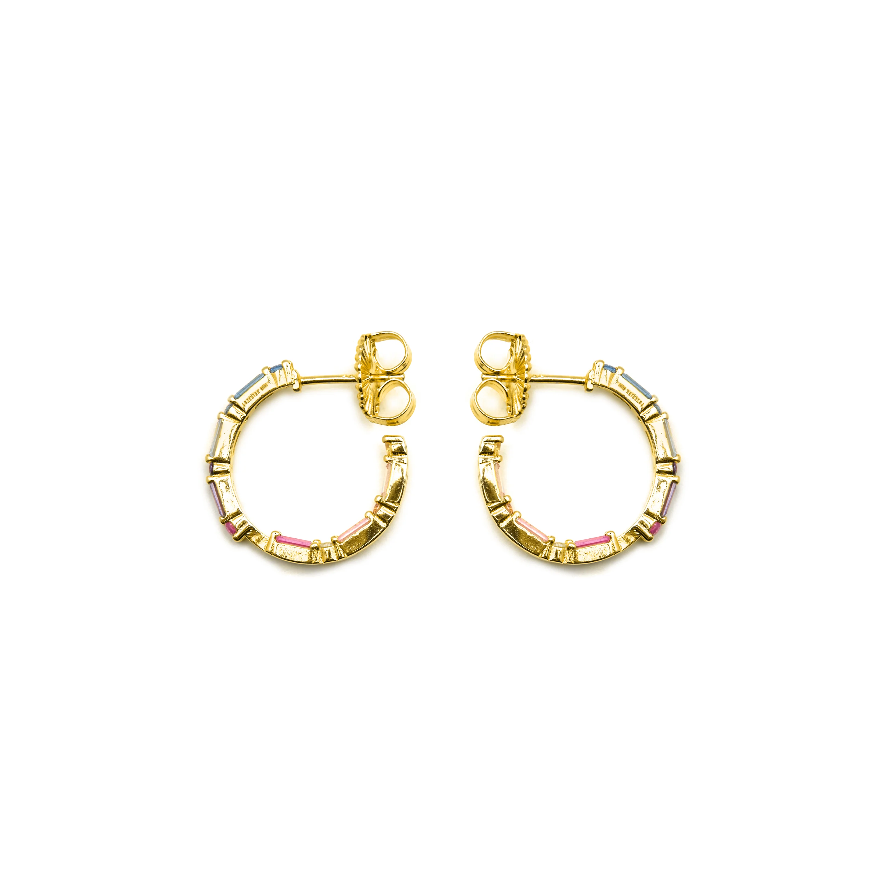 Pendientes de Plata de Ley 925 y Circonita Multicolor acabado oro 18k - Hinnar - Image 3