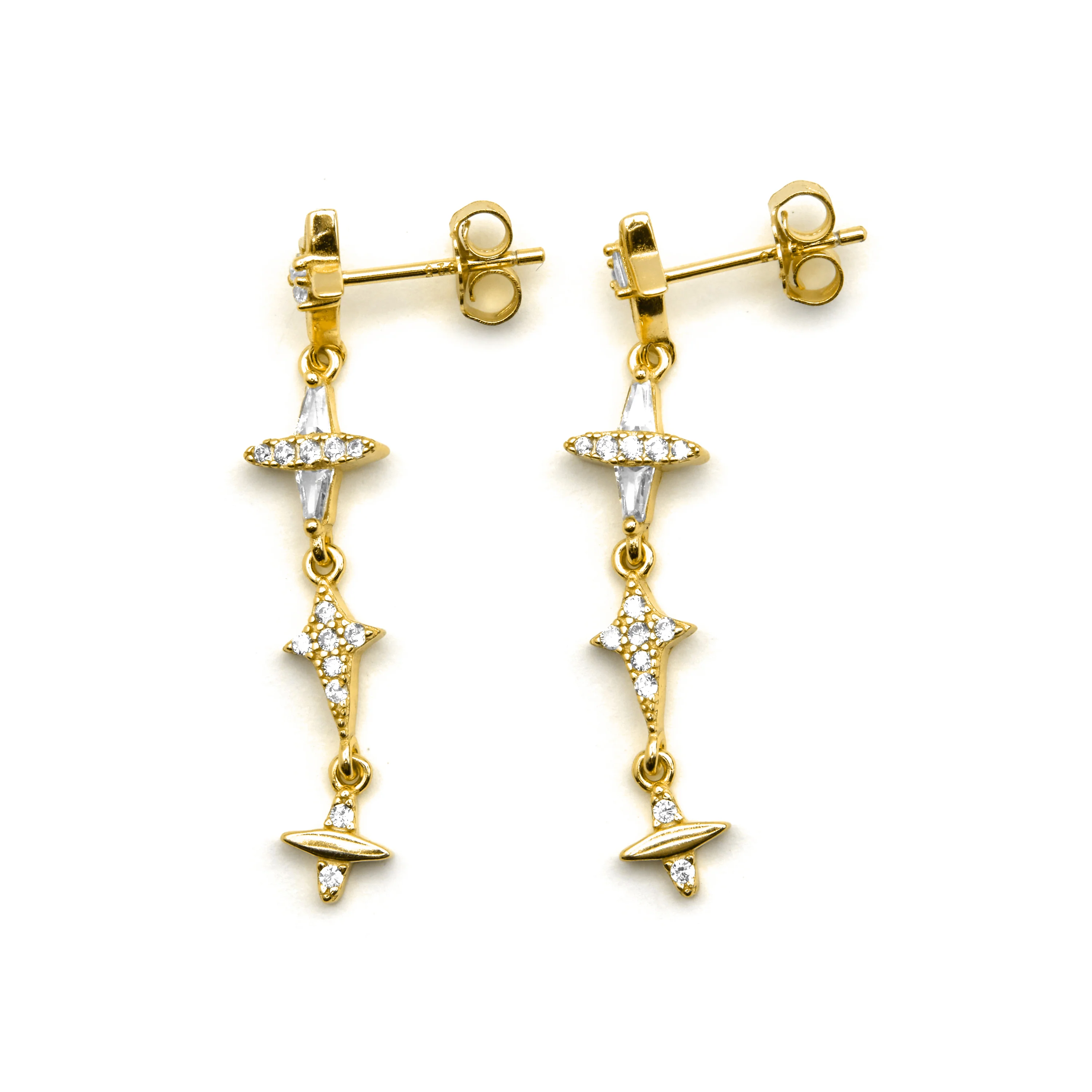 Pendientes de Plata de Ley 925 y Circonita Brillante acabado oro 18k - Holis - Image 4