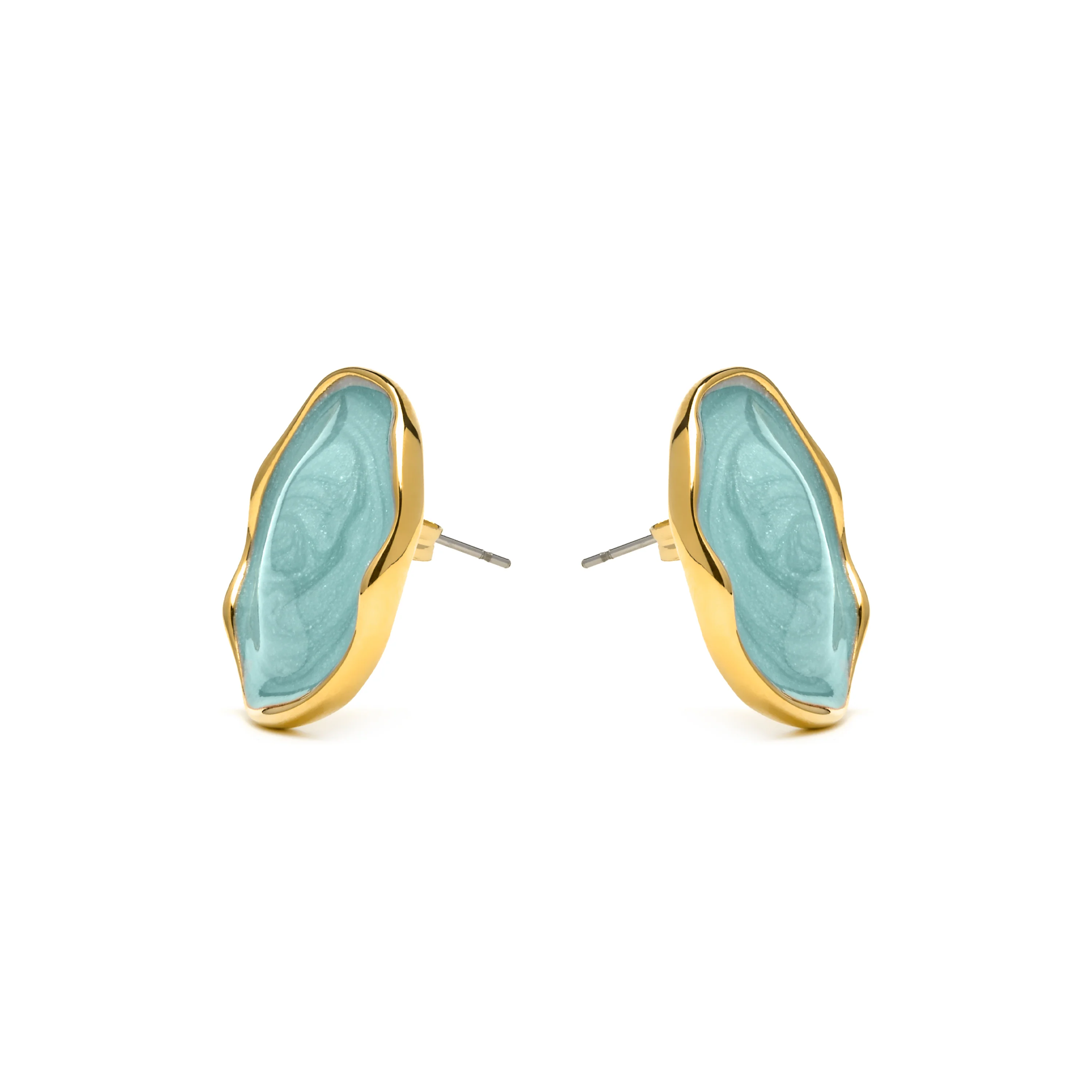 Pendientes Huldio de Lacado Azul acabado oro amarillo de 18k - Image 3