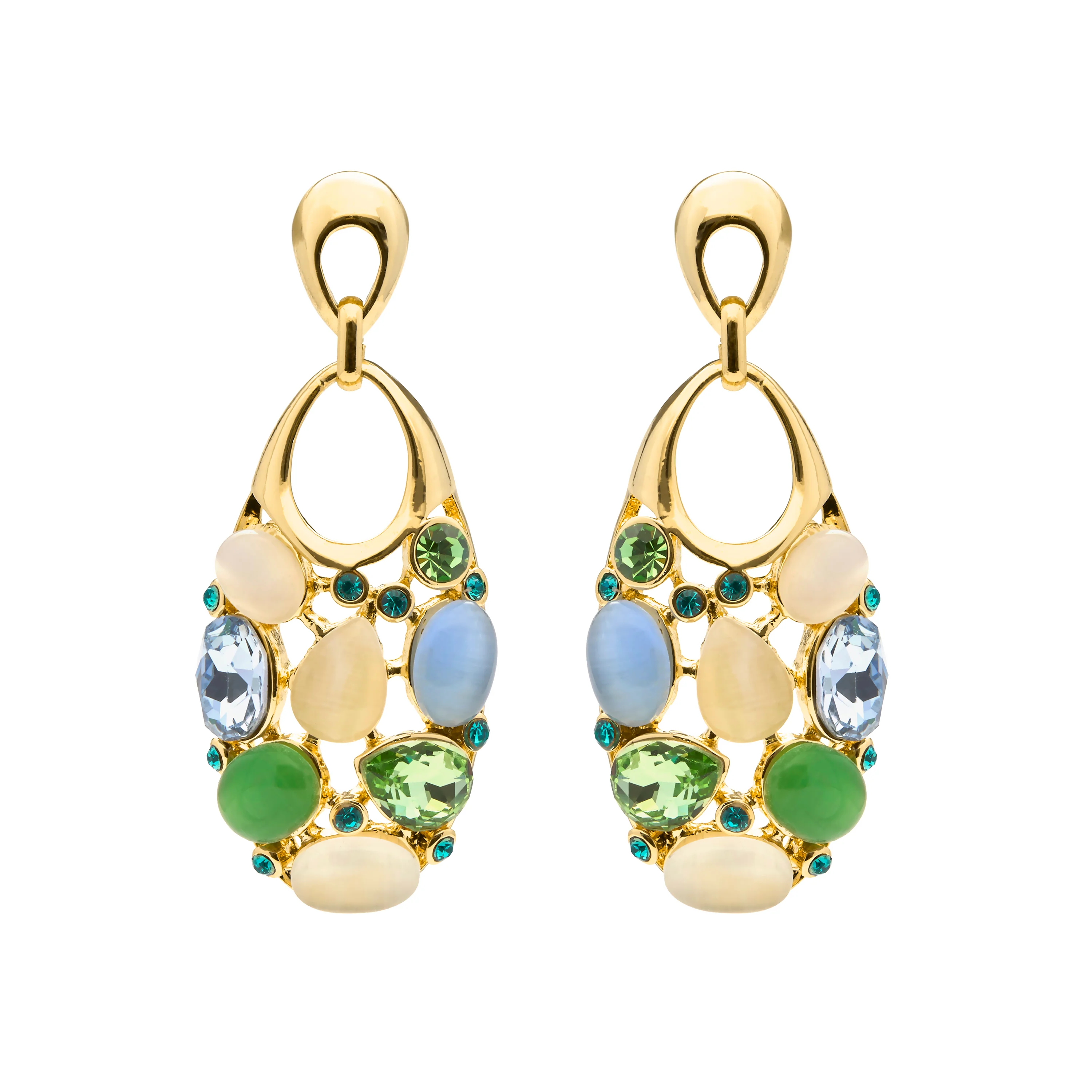Pendientes de Ojo de Gato Multicolor acabado en oro amarillo 18k - Humawar