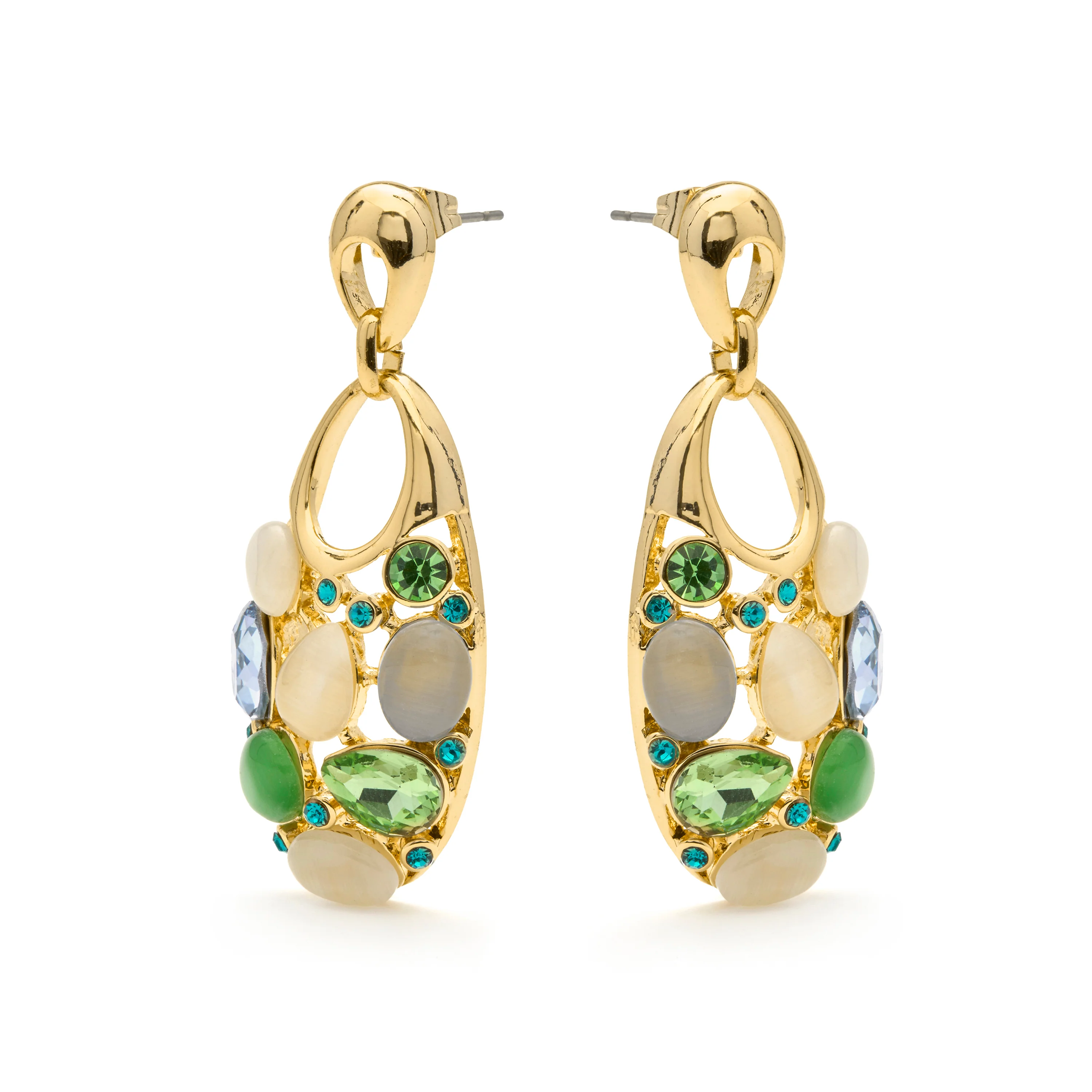 Pendientes de Ojo de Gato Multicolor acabado en oro amarillo 18k - Humawar - Image 3