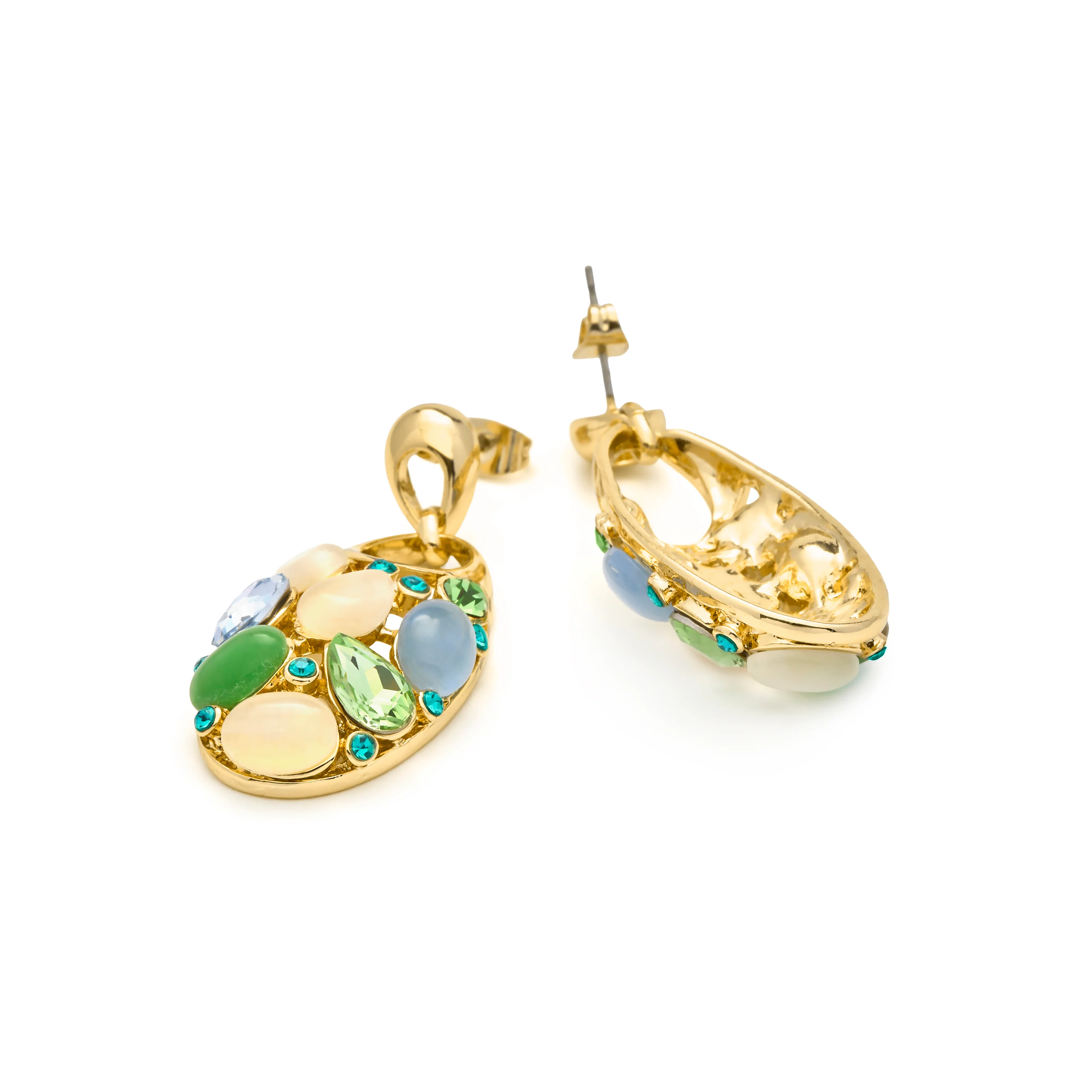 Pendientes de Ojo de Gato Multicolor acabado en oro amarillo 18k - Humawar - Image 5