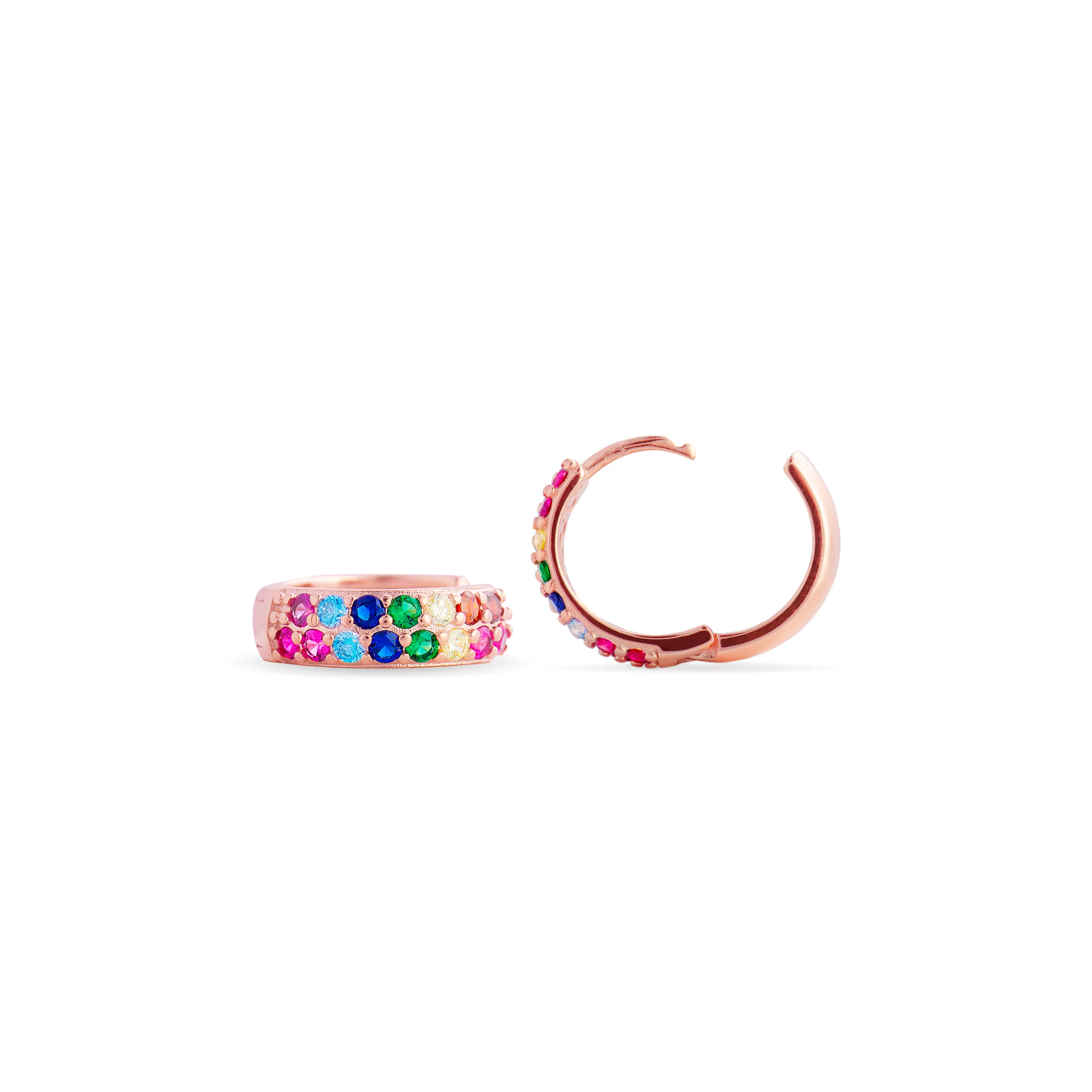 Pendientes de Plata de Ley 925 con Circonita Multicolor acabados en oro rosa 18K - Imewa - Image 5