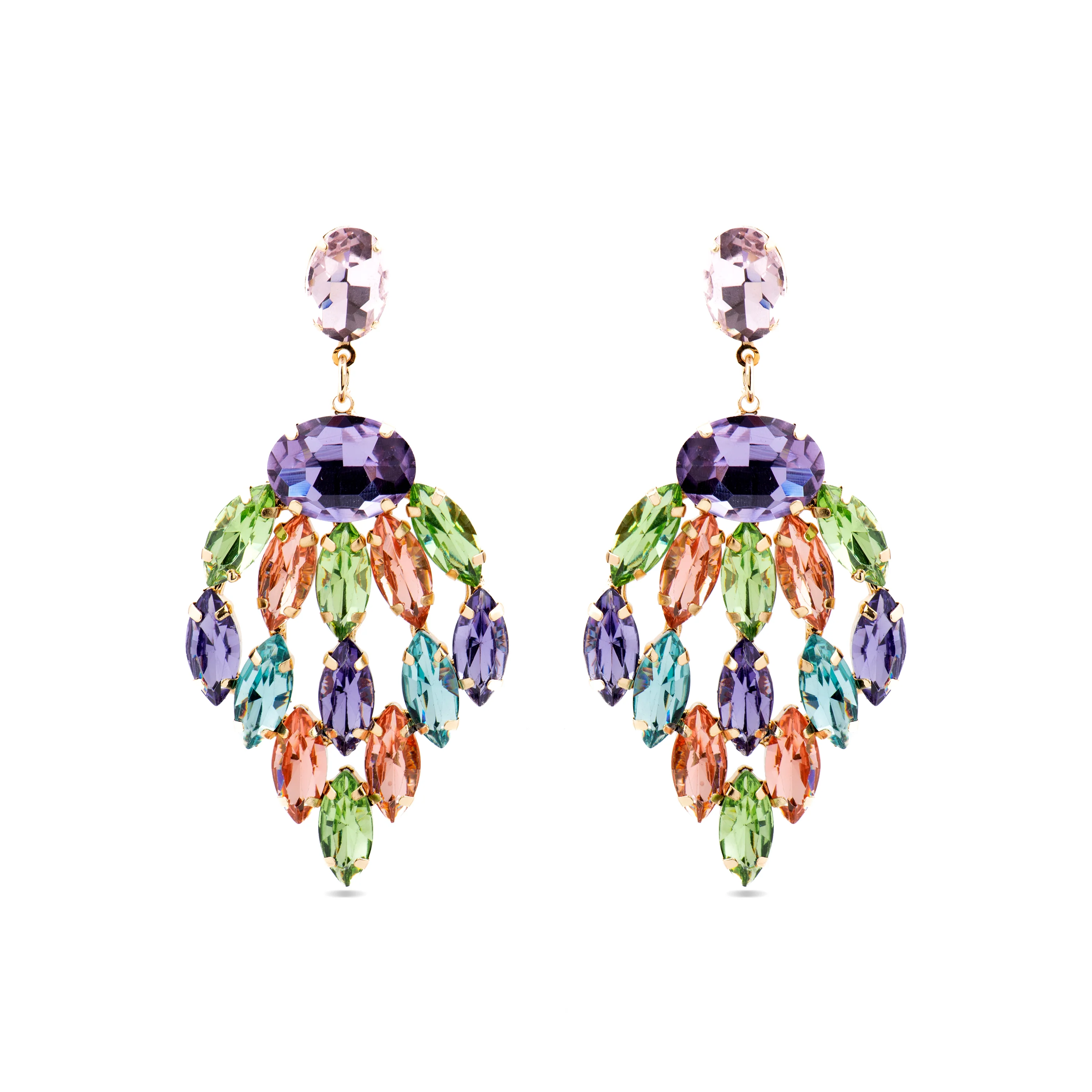 Pendientes con Cristal Multicolor acabado oro 18k - Imkas