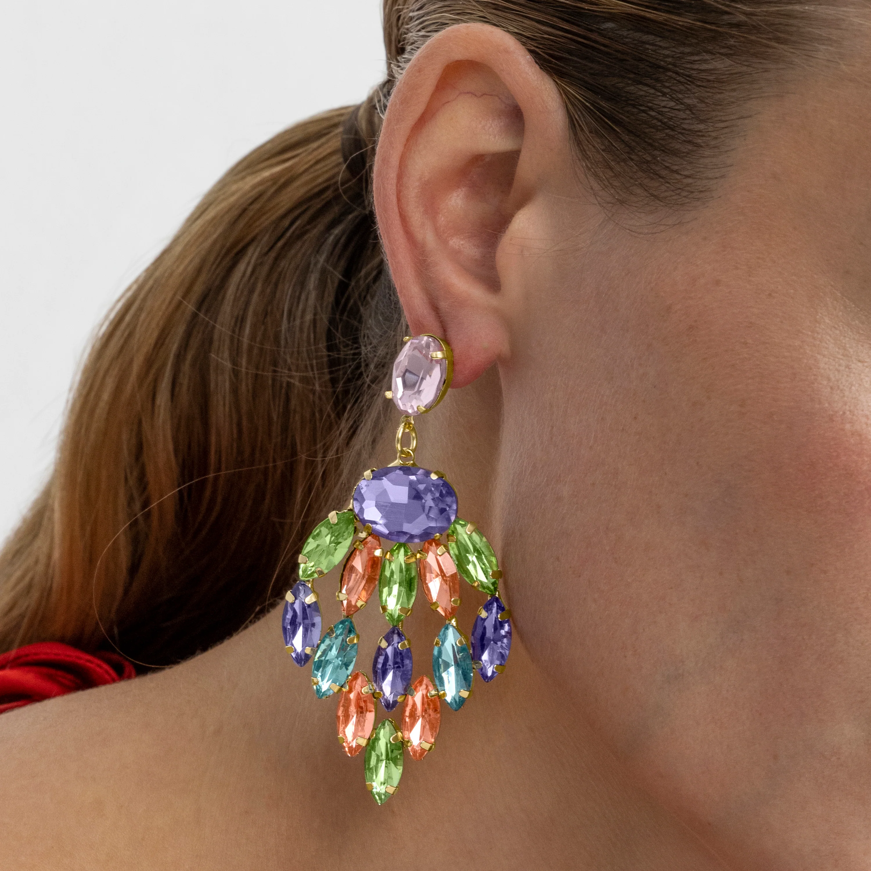Pendientes con Cristal Multicolor acabado oro 18k - Imkas - Image 3