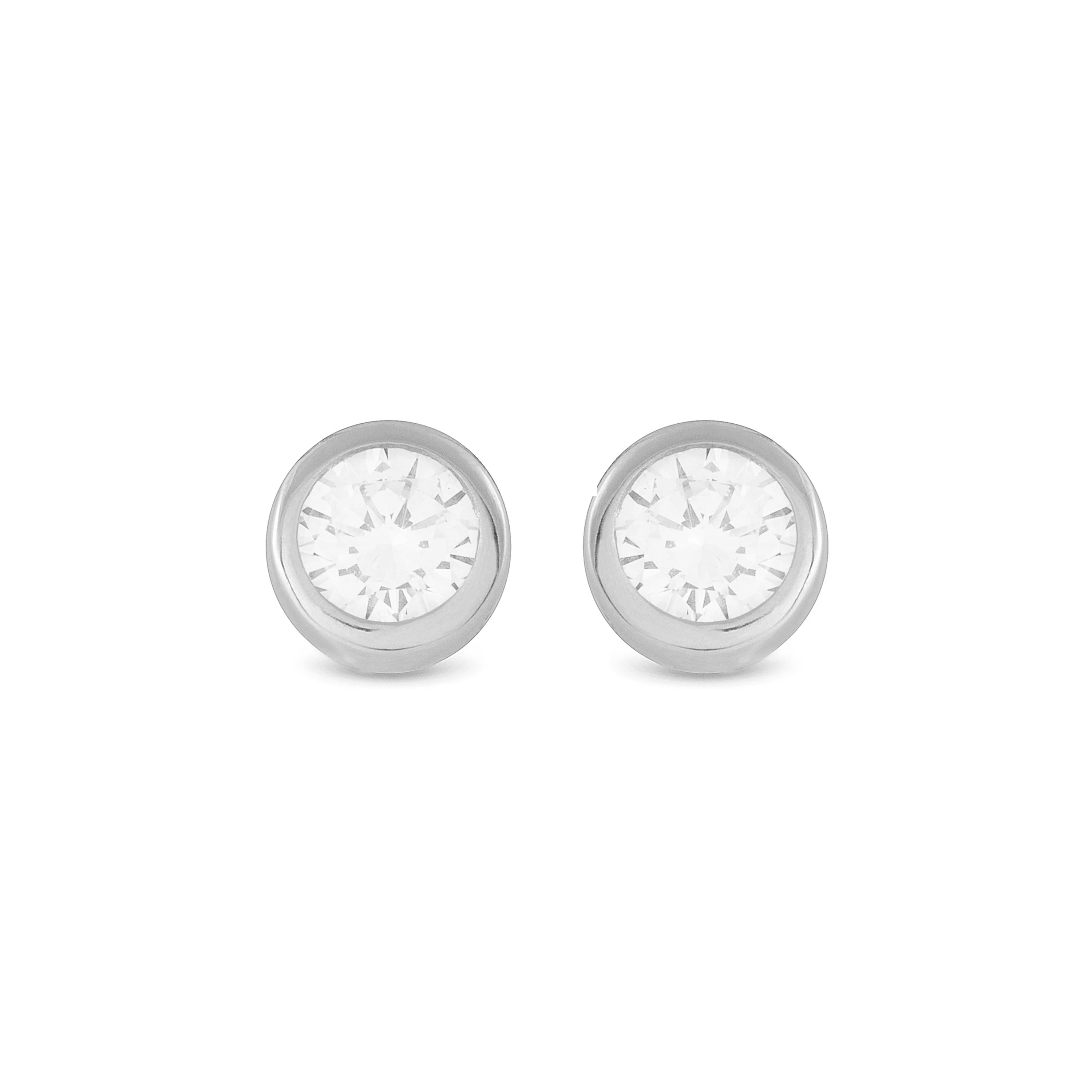Pendientes de Plata de Ley 925 de 7mm con Circonita Brillante acabados en rodio - Imrak