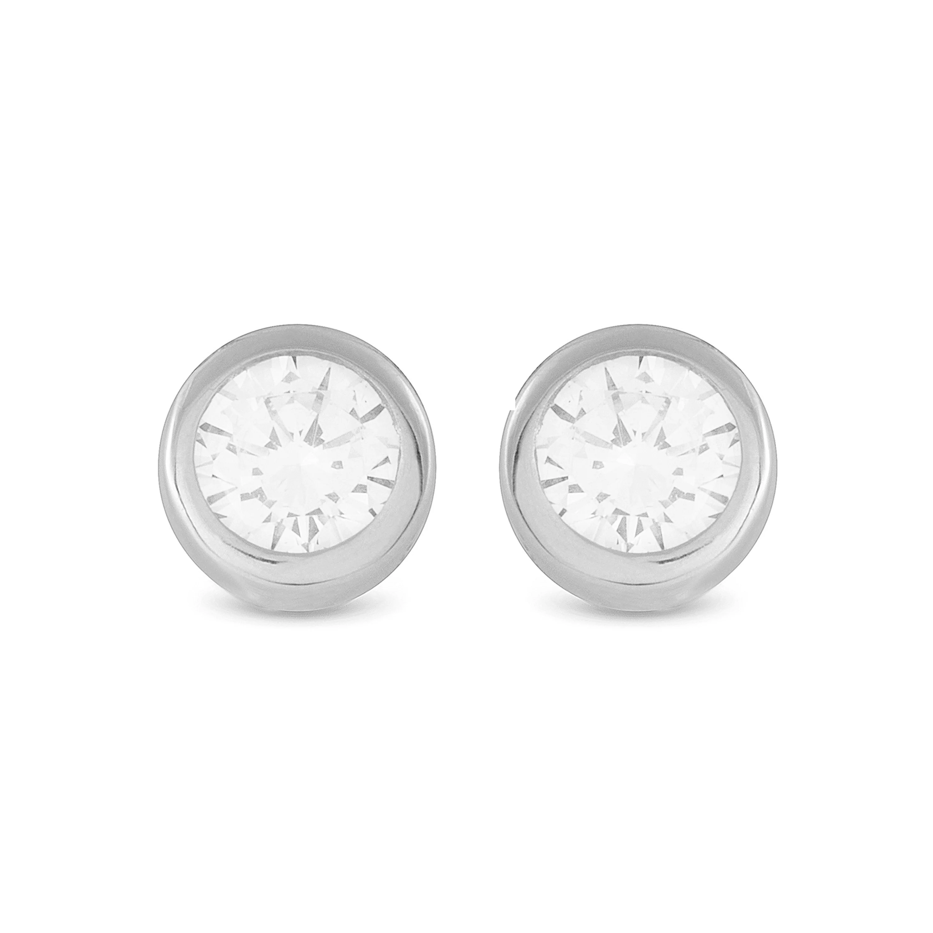 Pendientes de Plata de Ley 925 de 8mm con Circonita acabados en rodio - Imrak