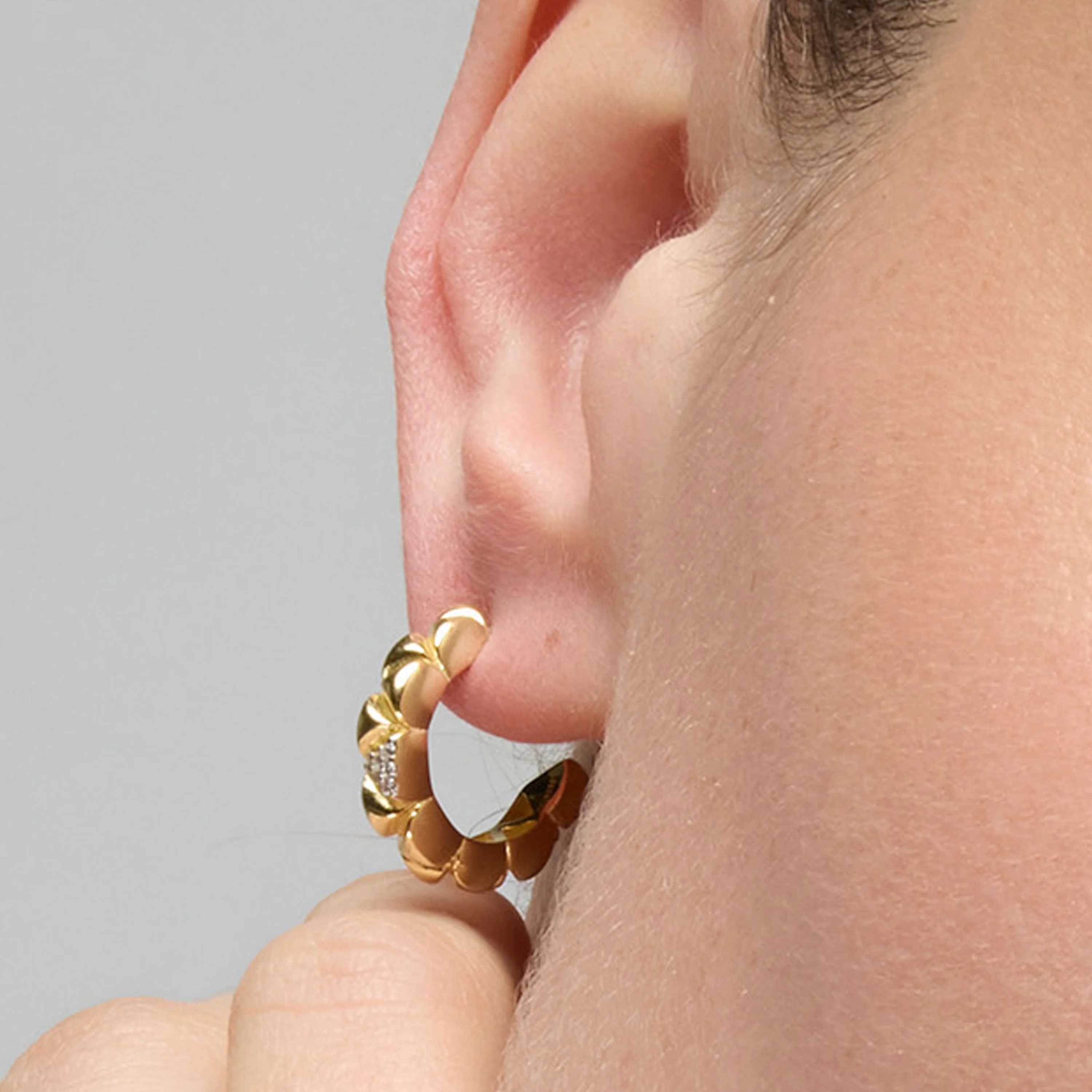 Pendientes de Plata de Ley 925 y Circonita Brillante acabado oro amarillo de 18k - Imwa - Image 4