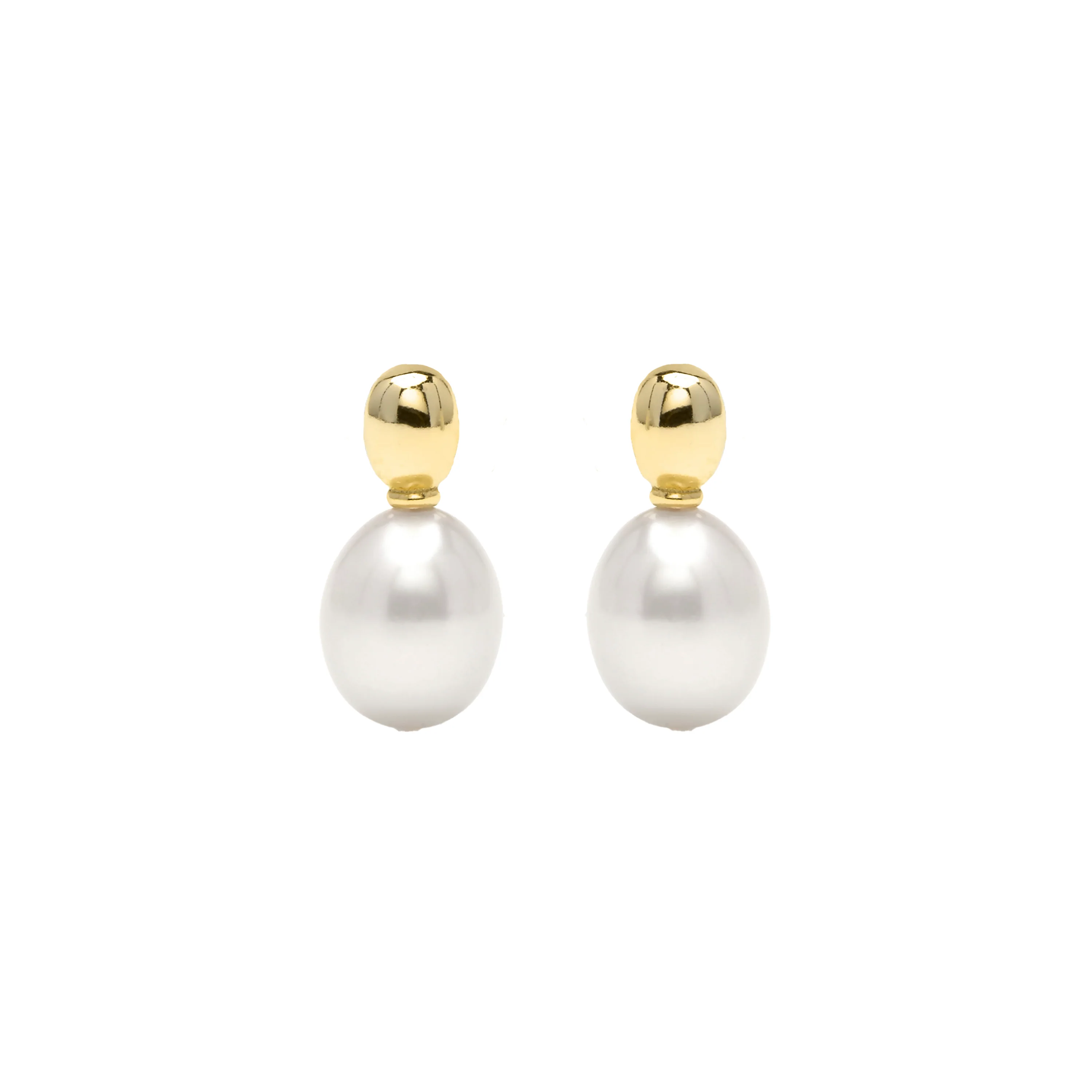 Pendientes de Plata de Ley 925 y Perla Blanca acabado en oro amarillo 18k - Inblan