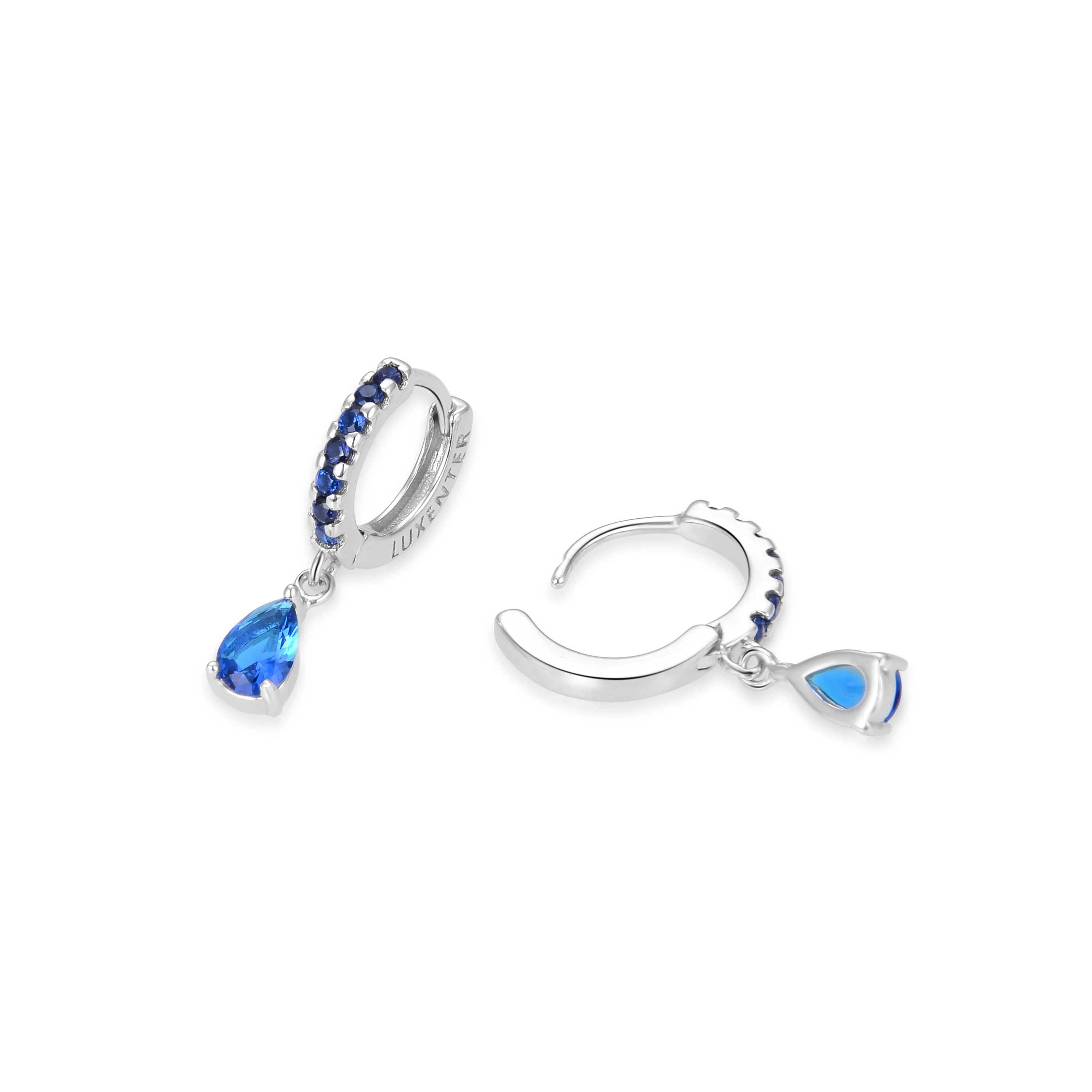Pendientes de Plata de Ley 925 con Circonita Zafiro acabados en rodio - Intheon - Image 5
