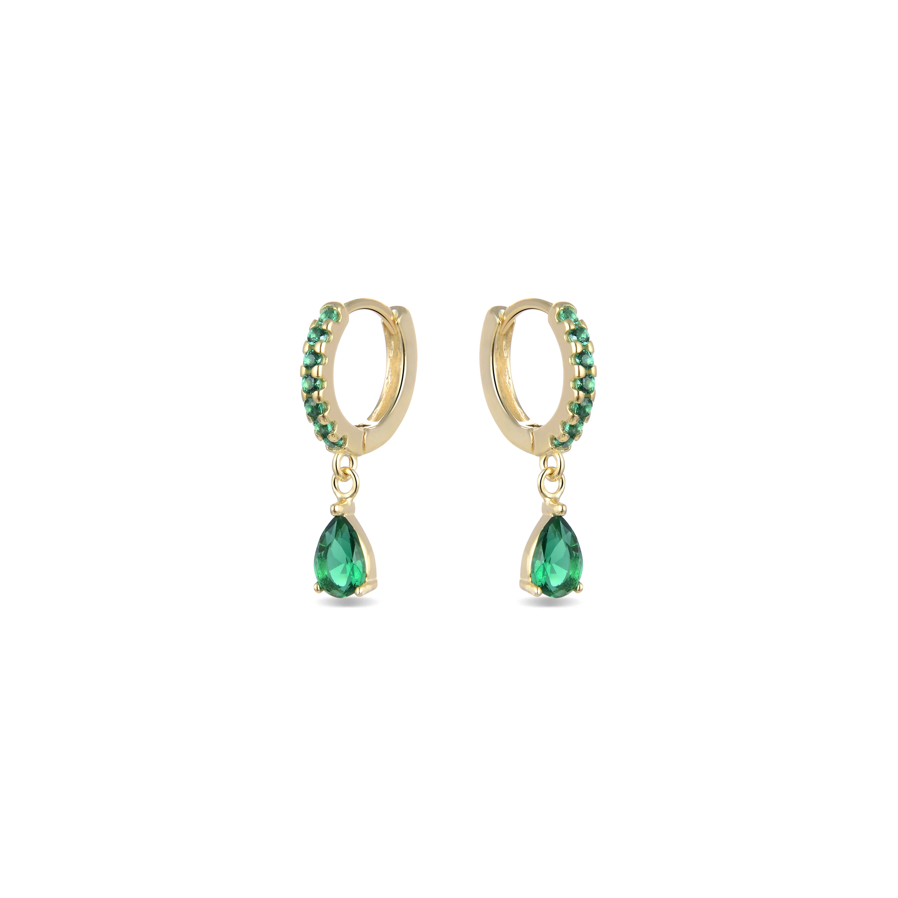 Pendientes de Plata de Ley 925 con Circonita Esmeralda acabados en oro amarillo 18K - Intheon - Image 3