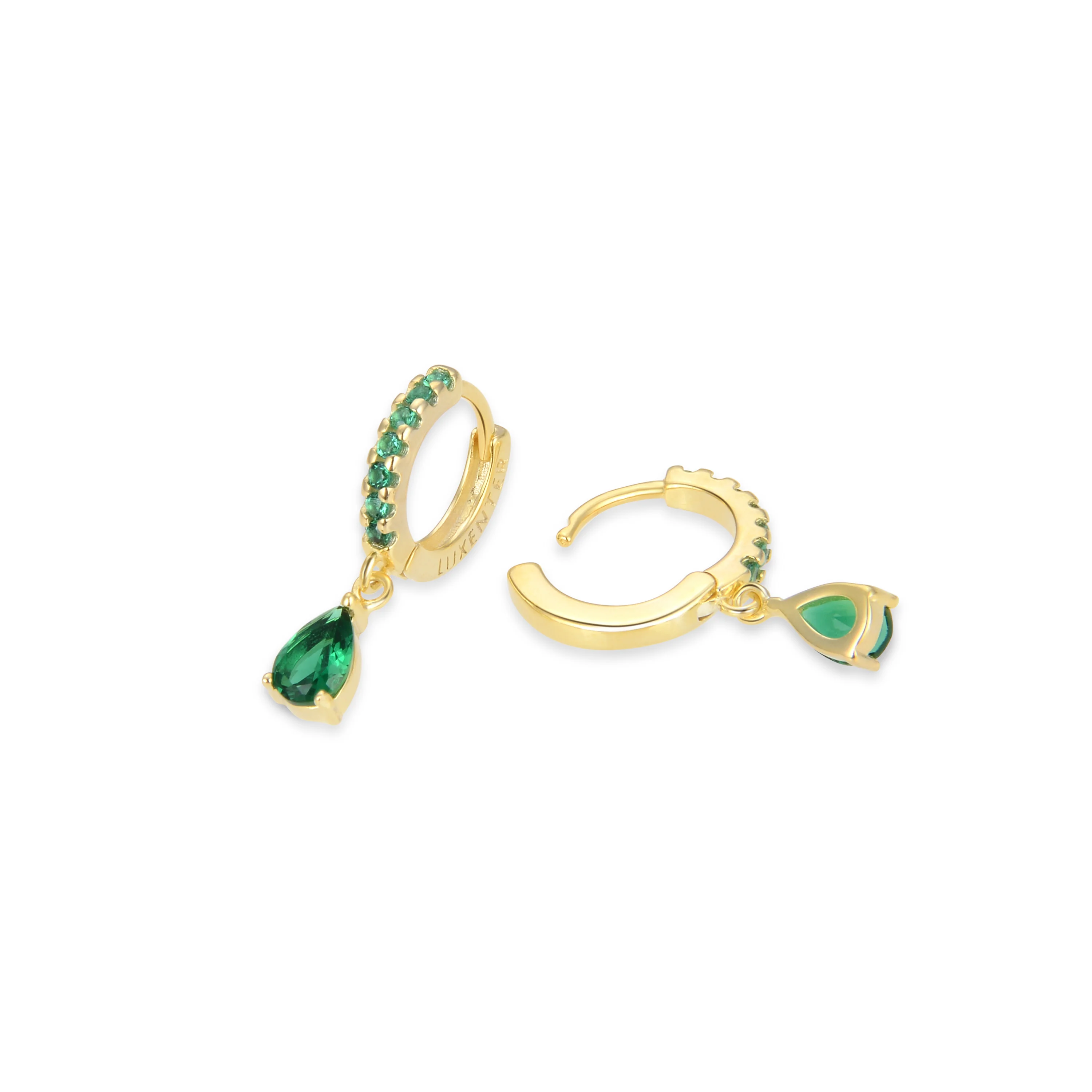 Pendientes de Plata de Ley 925 con Circonita Esmeralda acabados en oro amarillo 18K - Intheon - Image 5