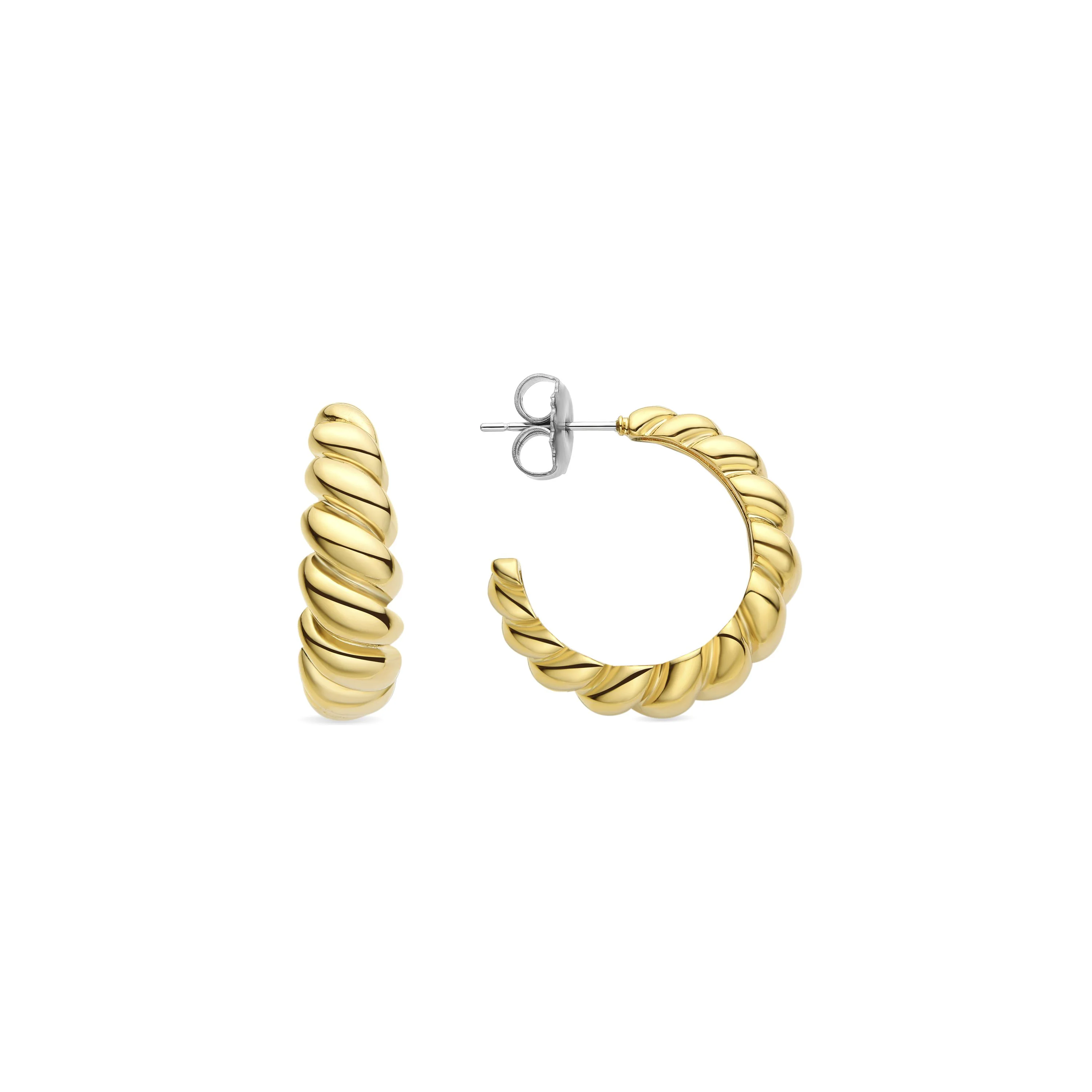 Pendientes de 16mm de diámetro acabado Oro Amarillo de 18K - Intia
