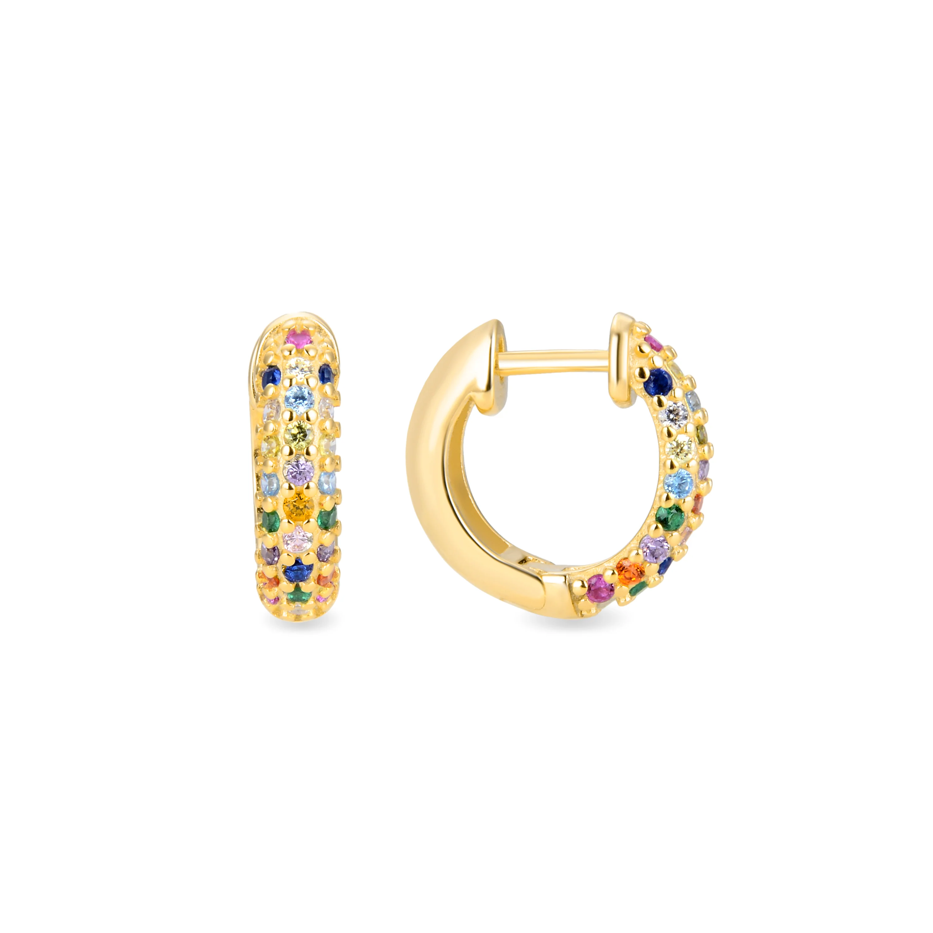 Pendientes de Plata de Ley 925 con Circonita Multicolor acabados en oro amarillo 18K - Iralda