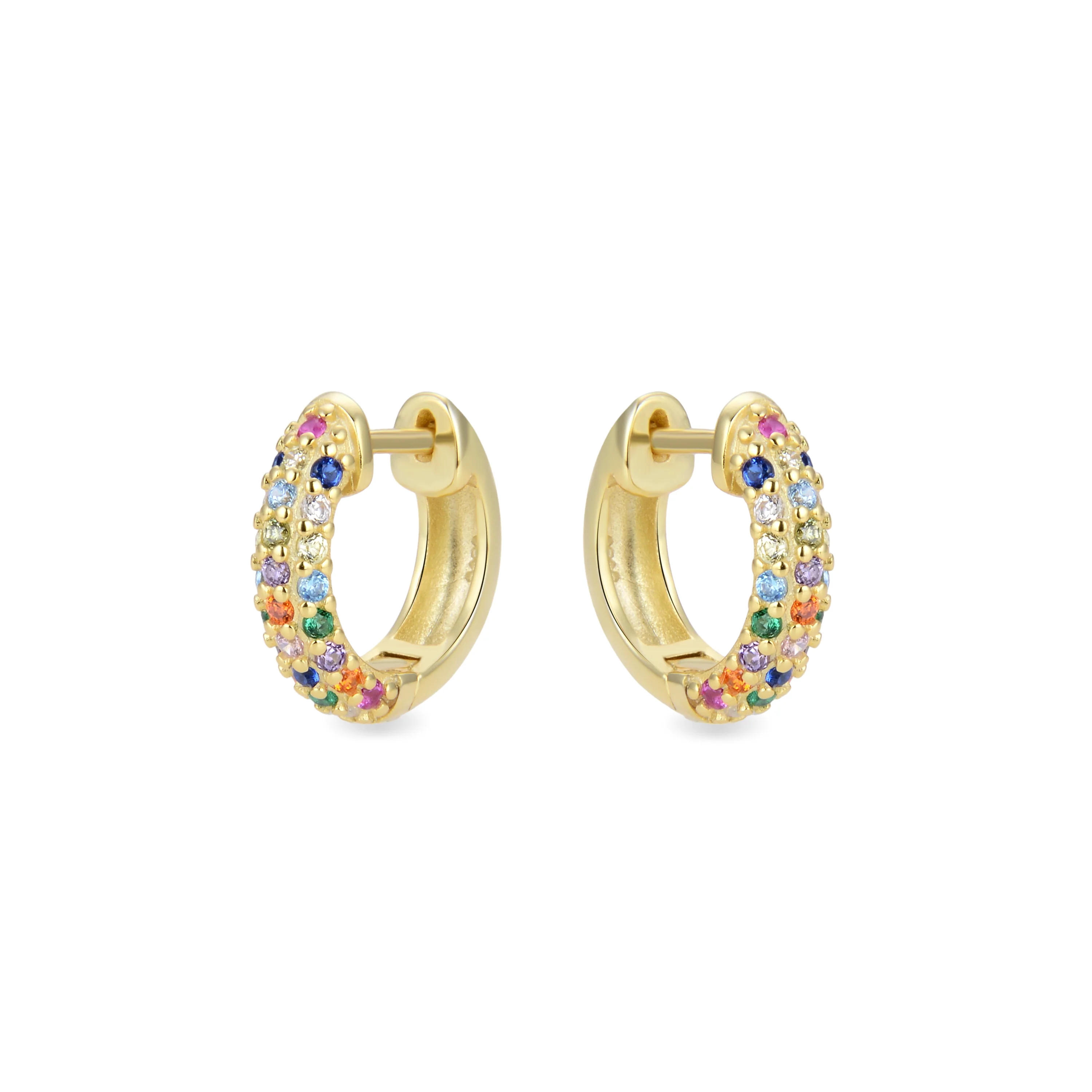 Pendientes de Plata de Ley 925 con Circonita Multicolor acabados en oro amarillo 18K - Iralda - Image 3