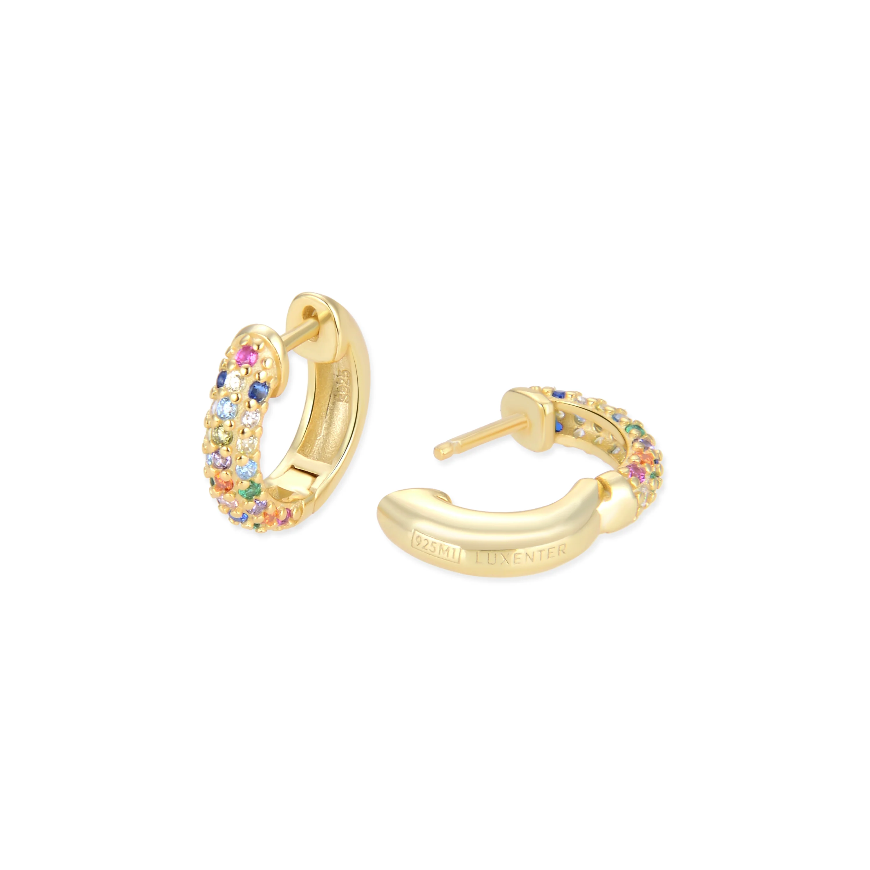 Pendientes de Plata de Ley 925 con Circonita Multicolor acabados en oro amarillo 18K - Iralda - Image 5
