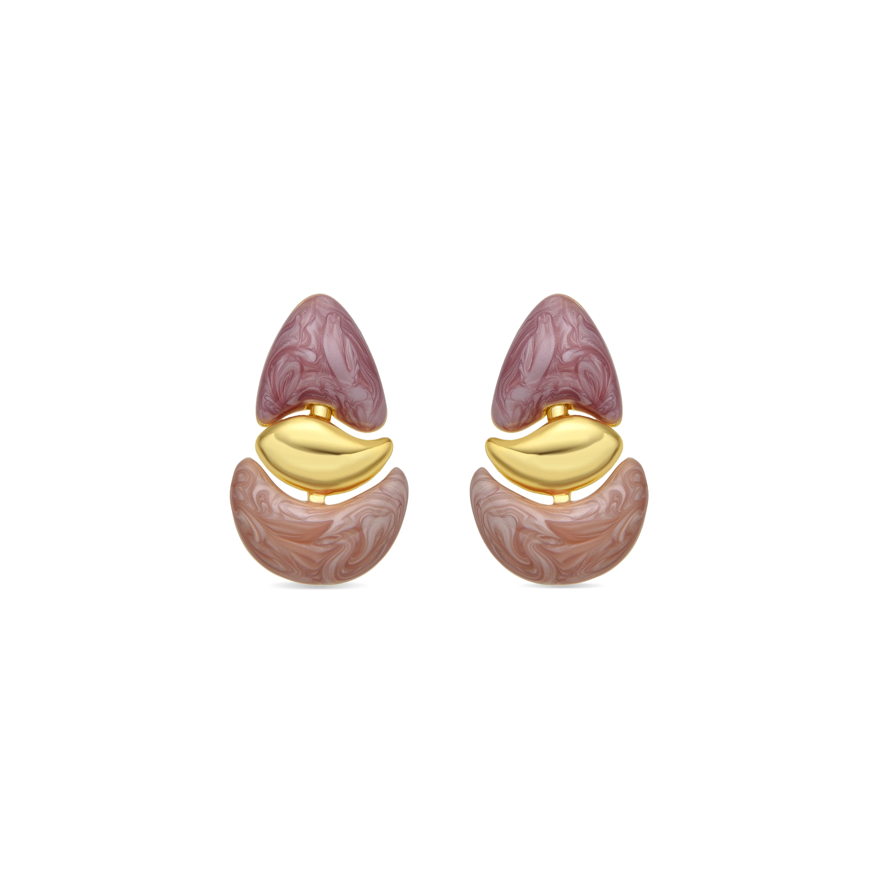 Pendientes Ismaly de Lacado Fucsia acabado oro amarillo de 18k