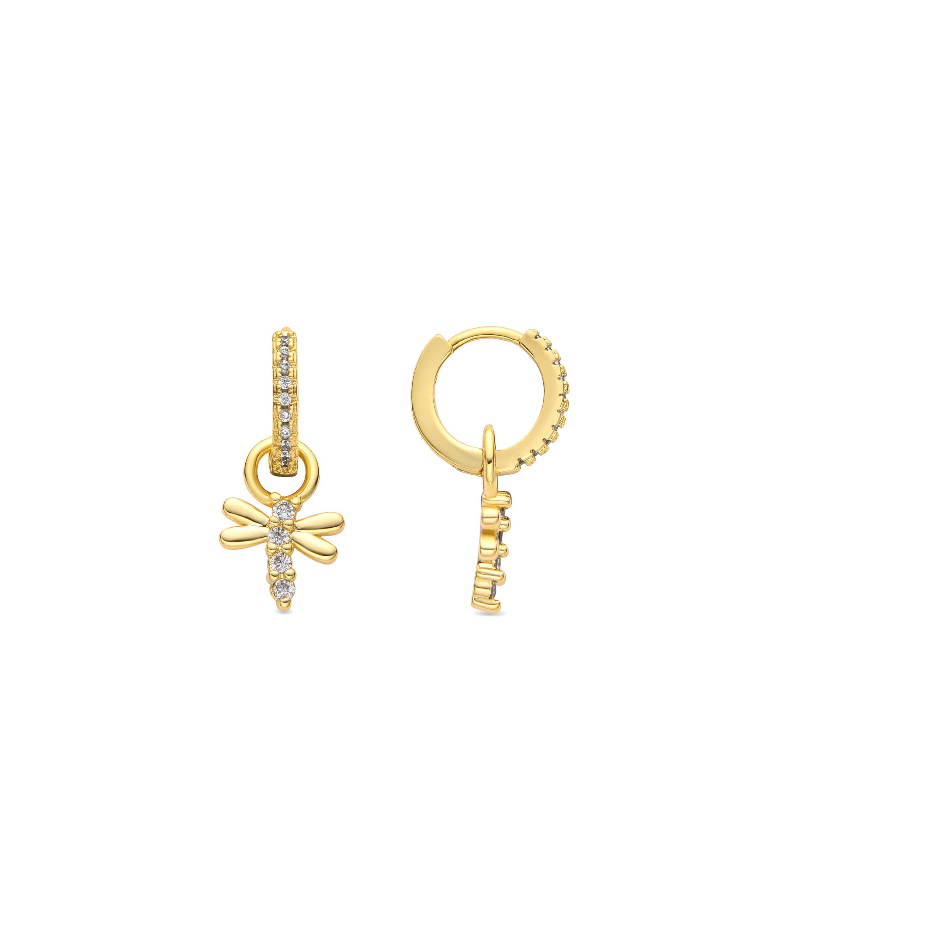 Pendientes acabado oro amarillo de 18k y Circonita Brillante - Jukel