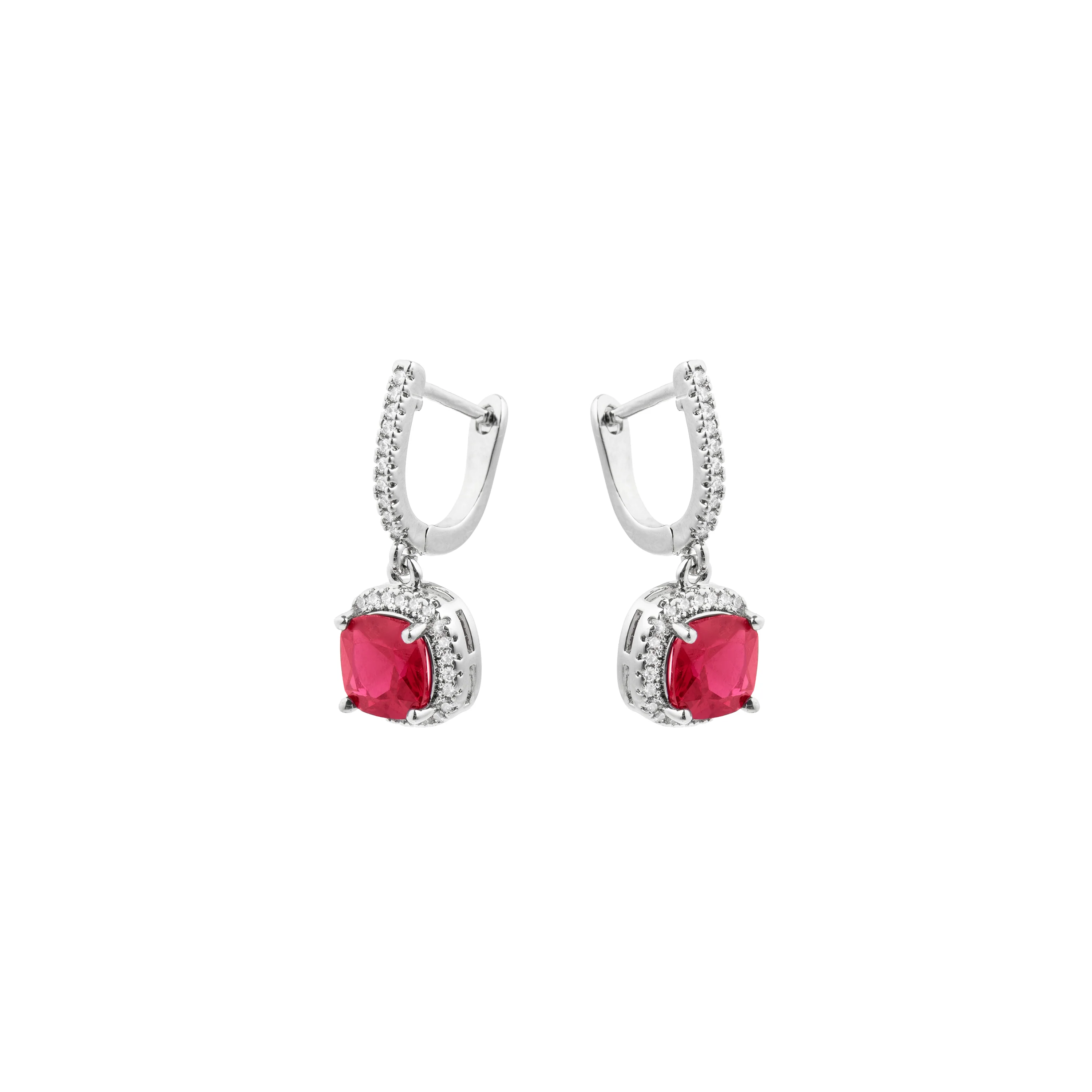 Pendientes de Circonita Rubí acabado en rodio - Kada - Image 3