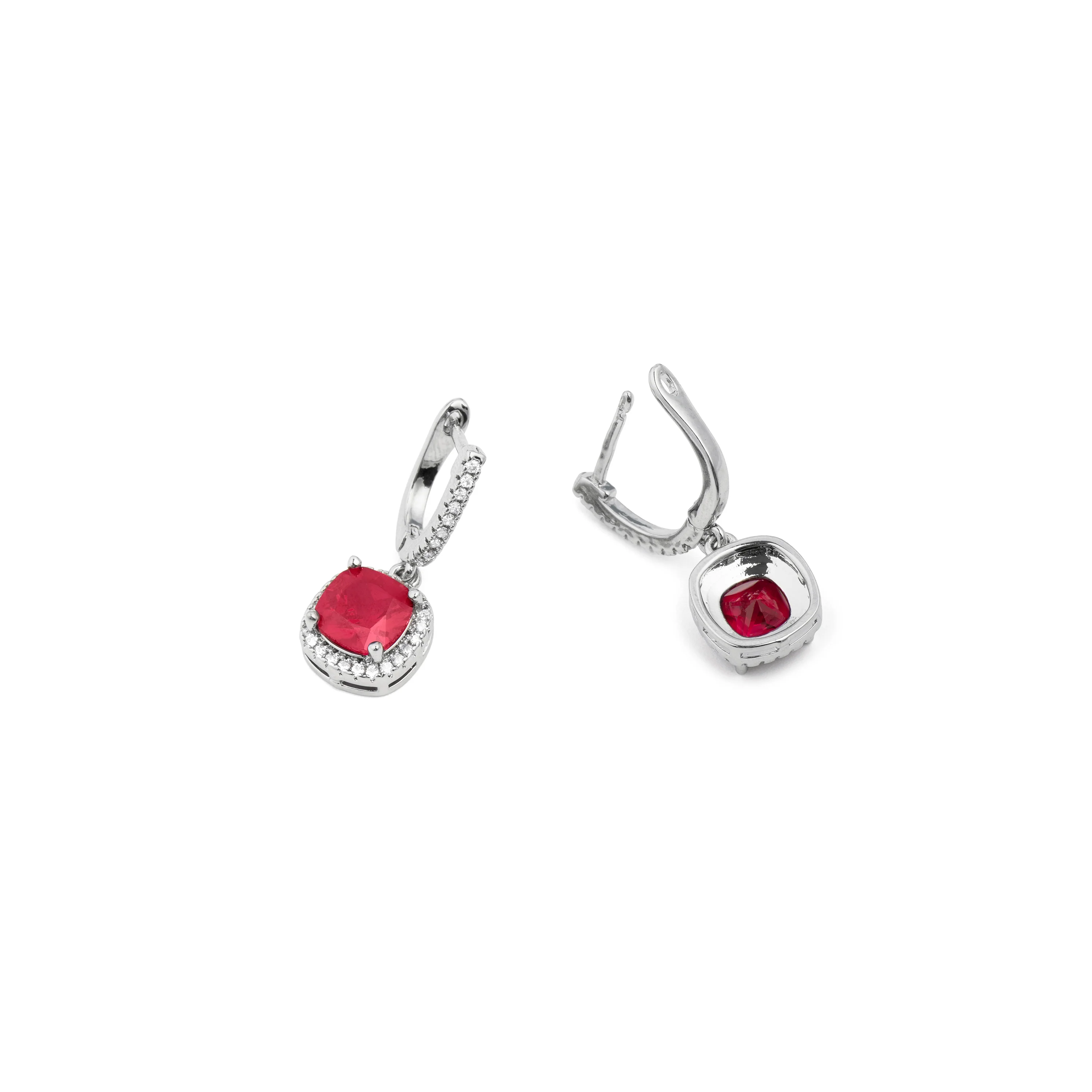Pendientes de Circonita Rubí acabado en rodio - Kada - Image 5