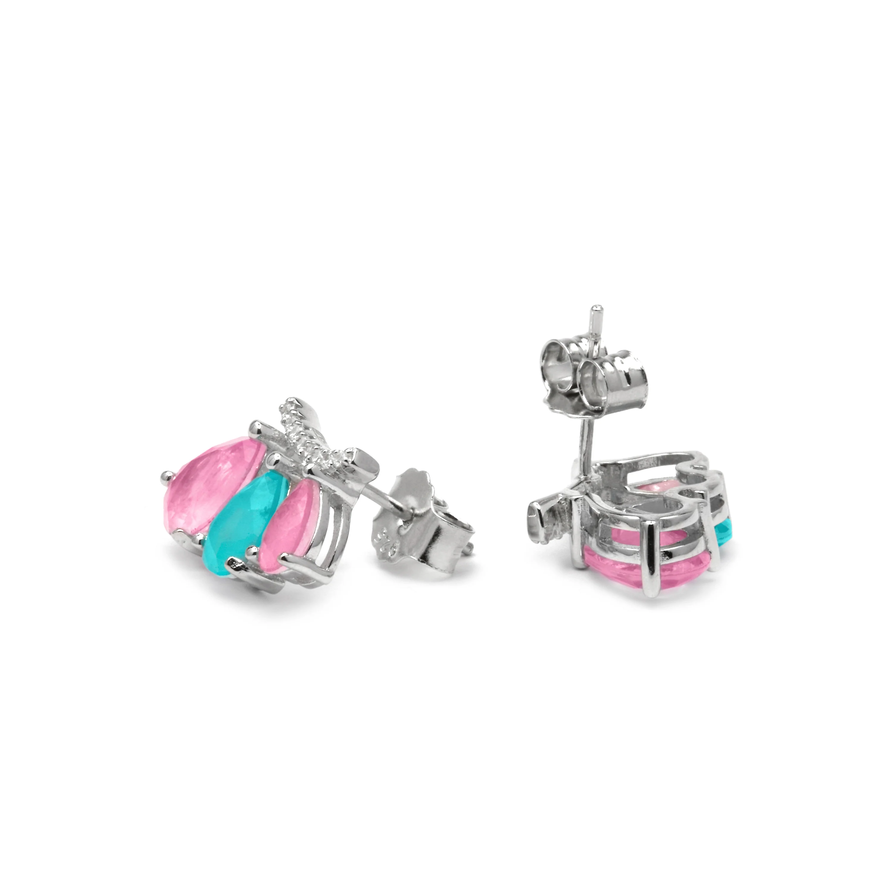 Pendientes de Plata de Ley 925 y Cuarzo Hidrotermal Multicolor acabado rodio - Kaiau - Image 5
