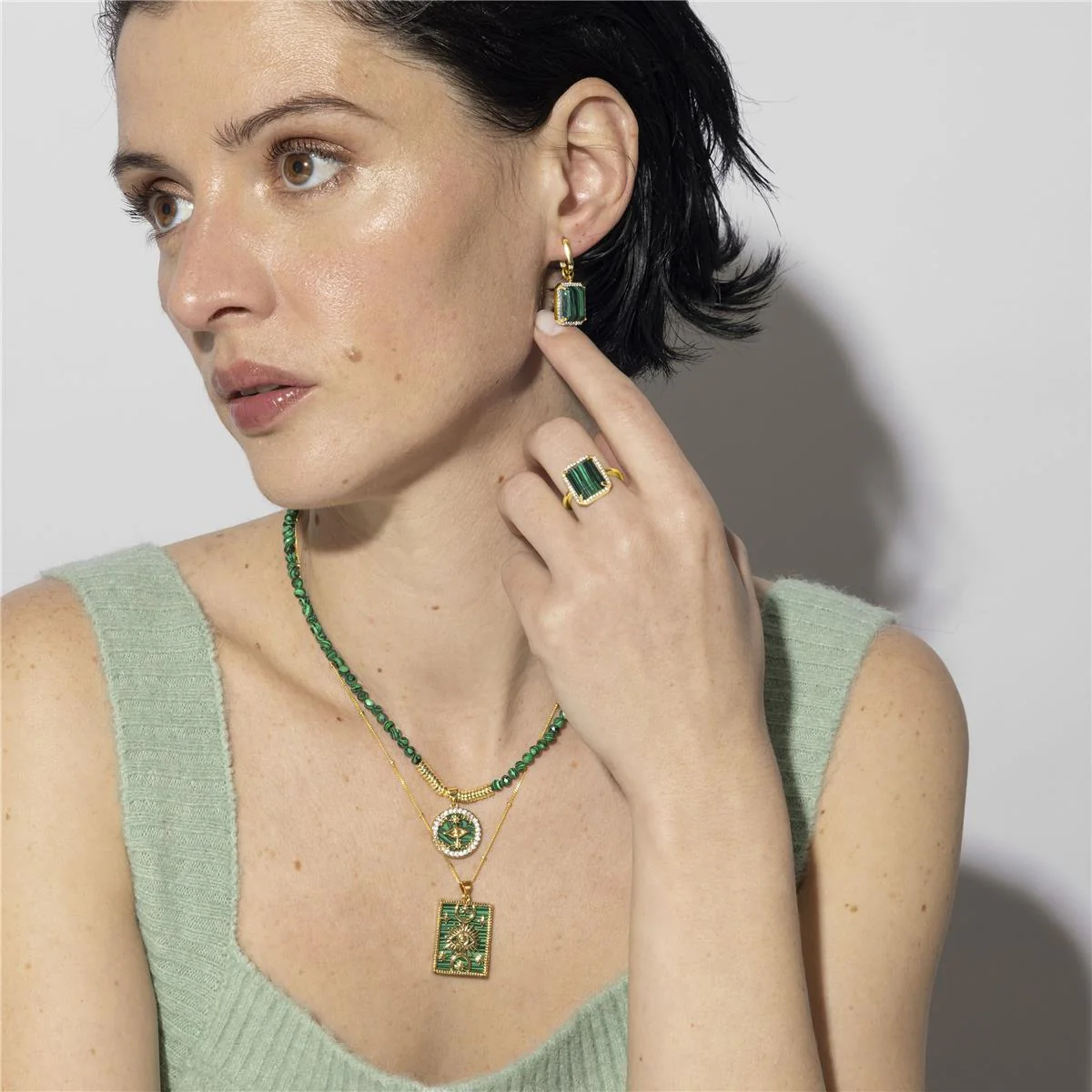 Pendientes Kakan Plata De Ley 925 - Kakan VERDE - Image 2