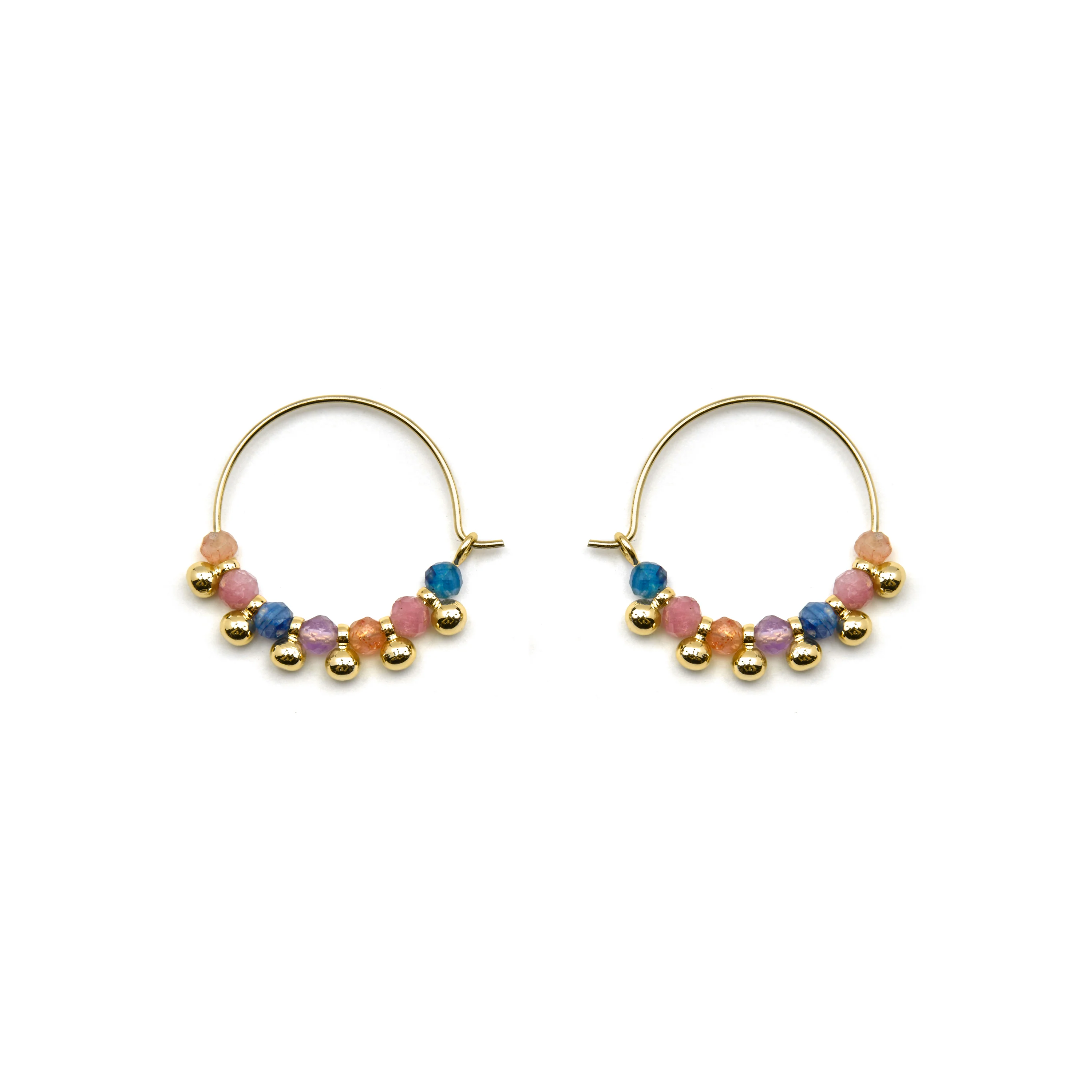 Pendientes de Plata de Ley 925 y Cristal Multicolor acabado oro 18k - Kapac - Image 3