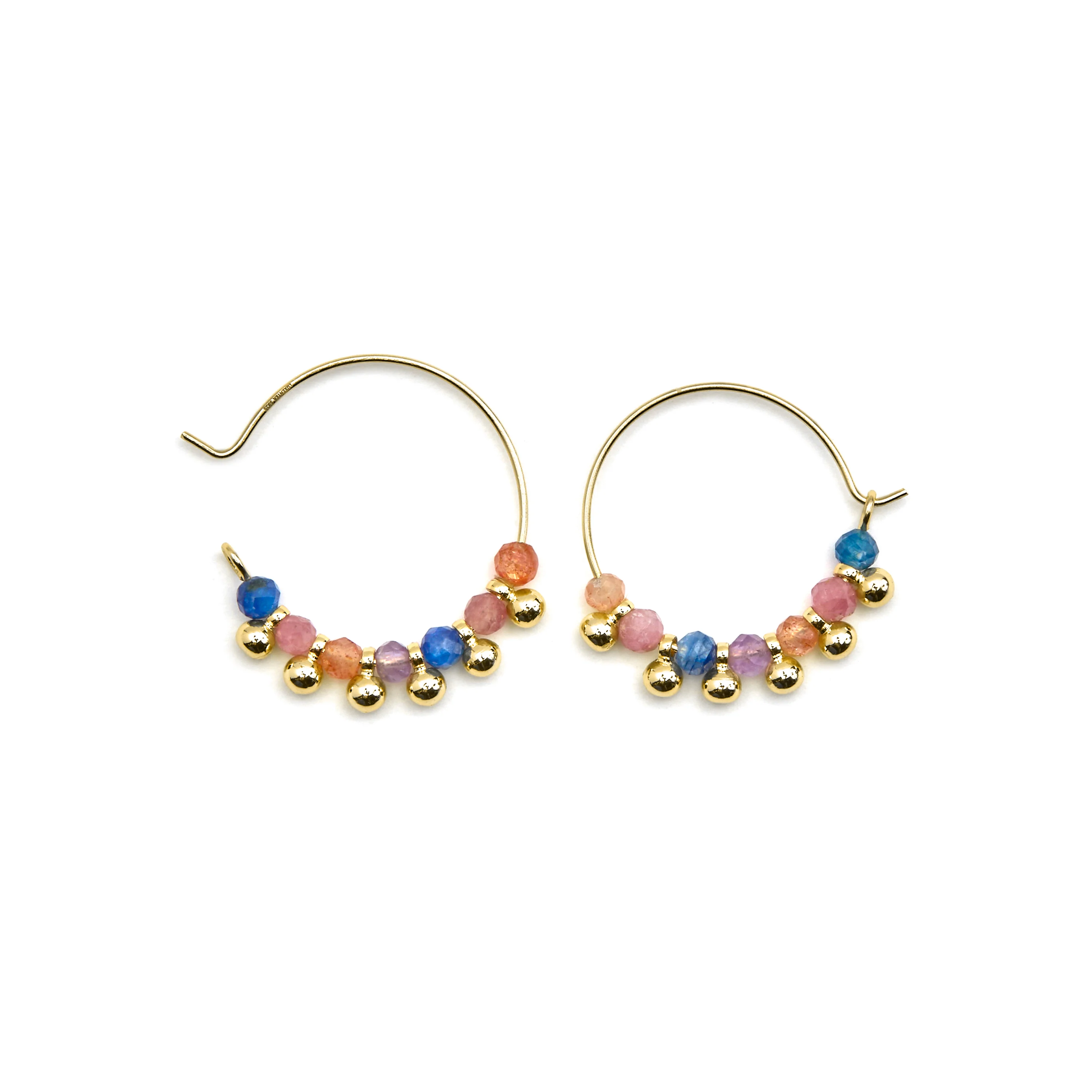 Pendientes de Plata de Ley 925 y Cristal Multicolor acabado oro 18k - Kapac - Image 5
