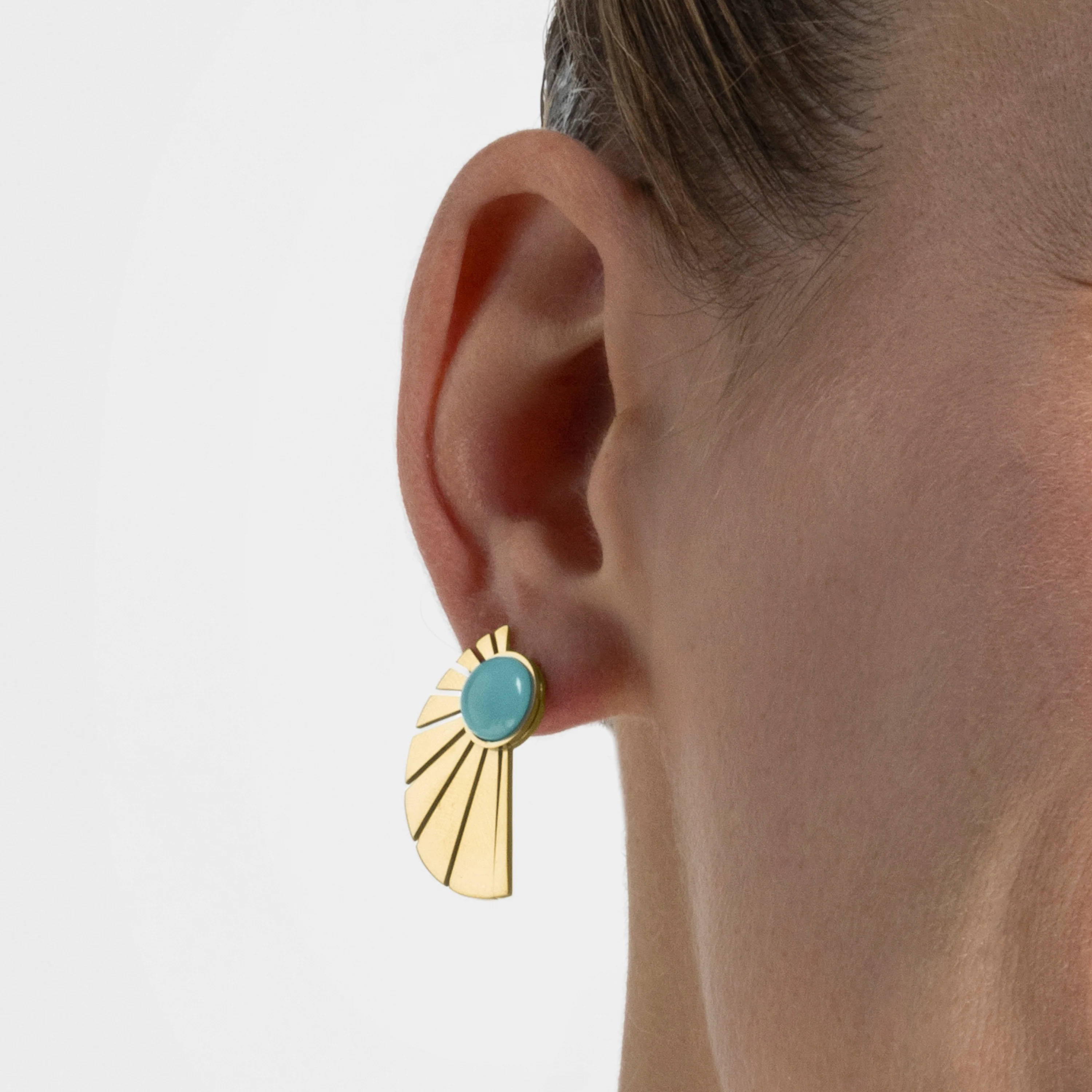 Pendientes con Turquesa acabado oro 18k - Kasfa - Image 3