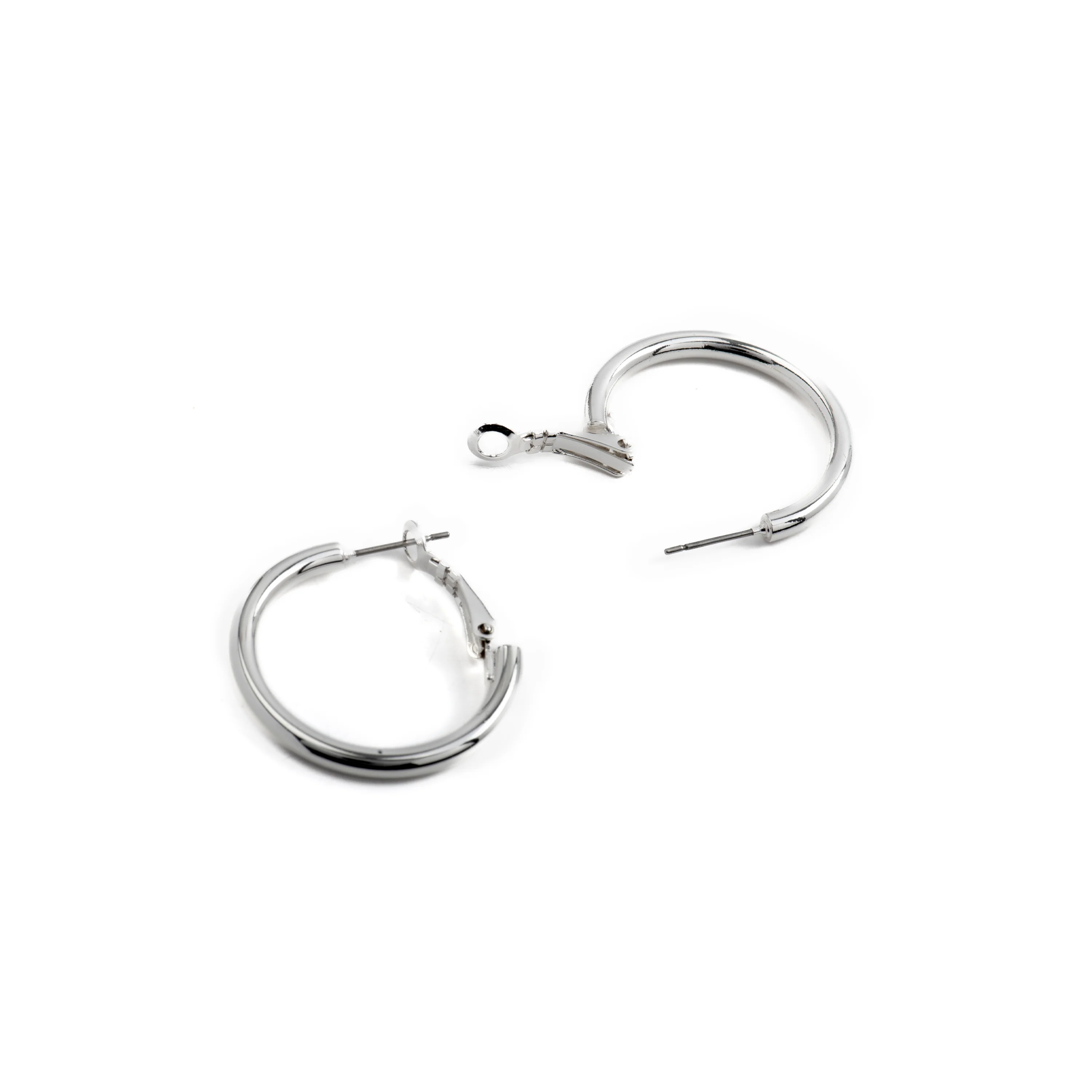 Pendientes de 30mm de diámetro acabados en rodio - Kelxo - Image 5
