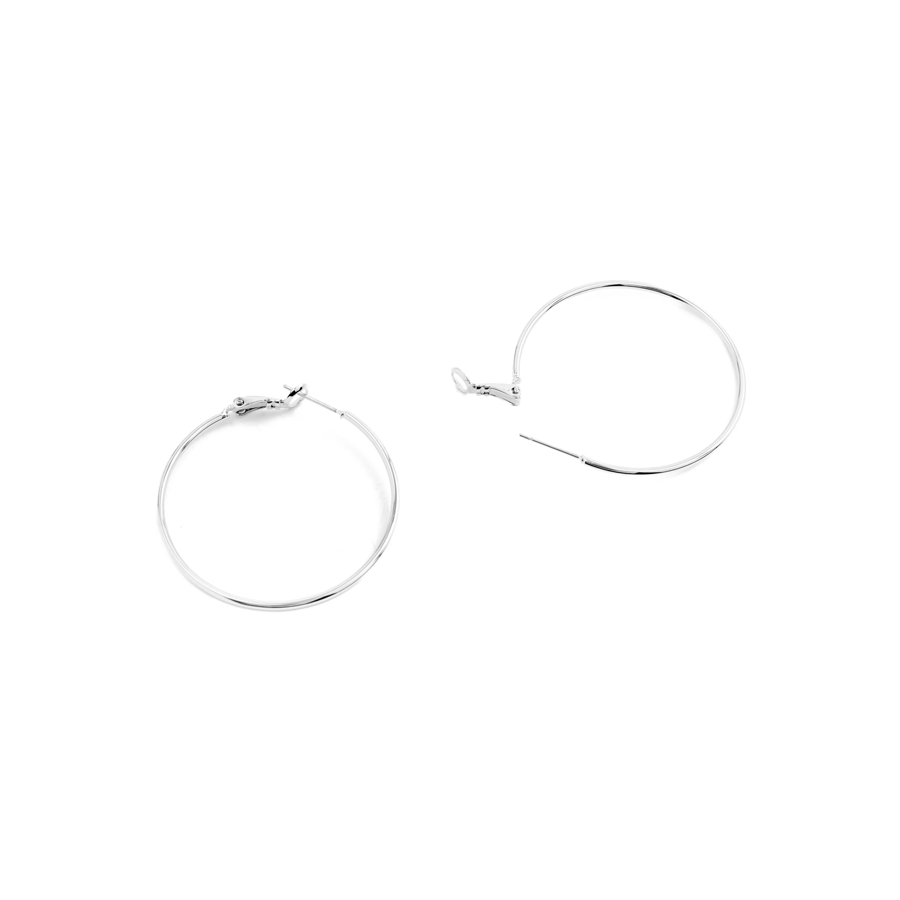 Pendientes de 40mm de diámetro acabados en rodio - Kelxo - Image 5
