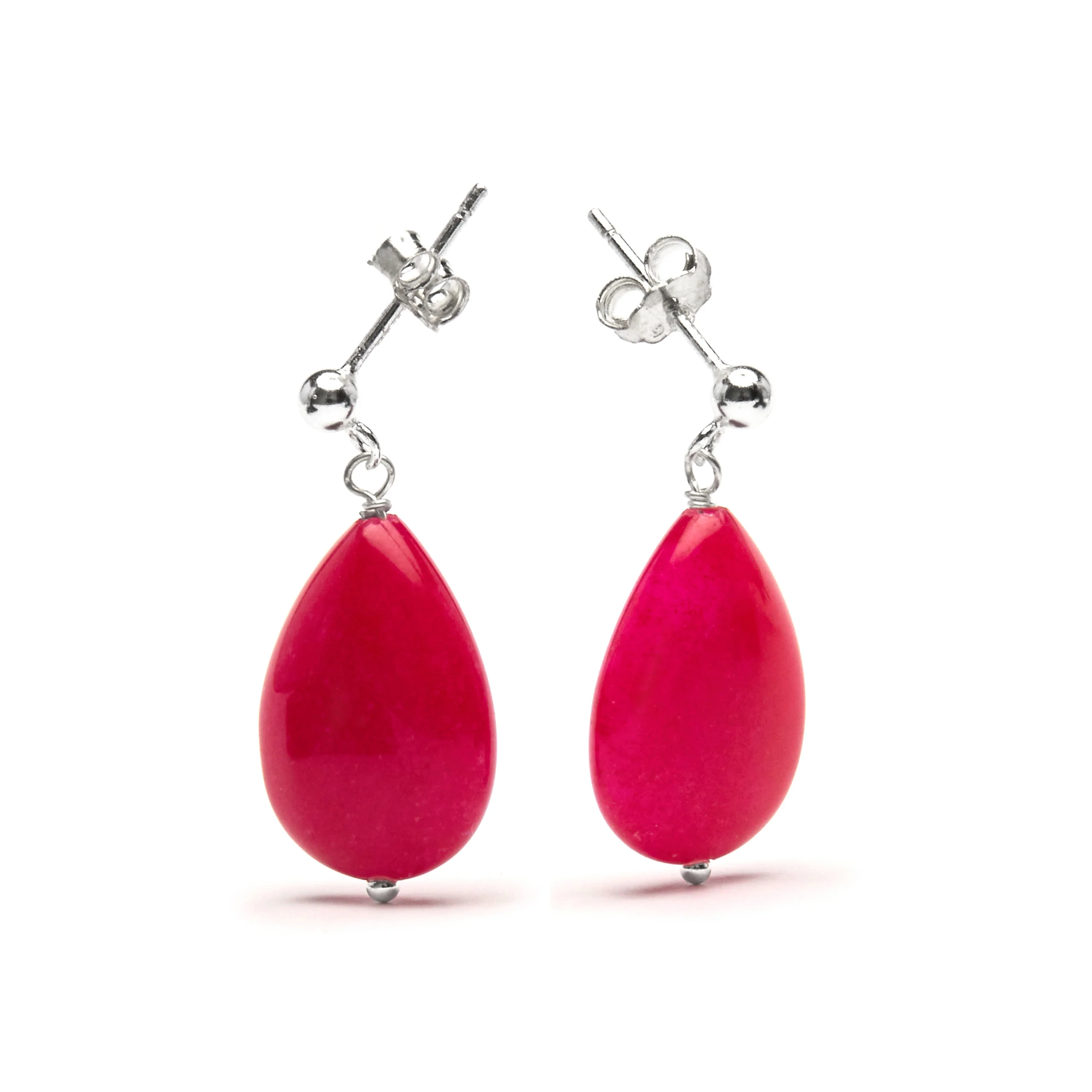Pendientes de Plata de Ley 925 con Agata Rosa acabados en rodio - Kenitna - Image 3