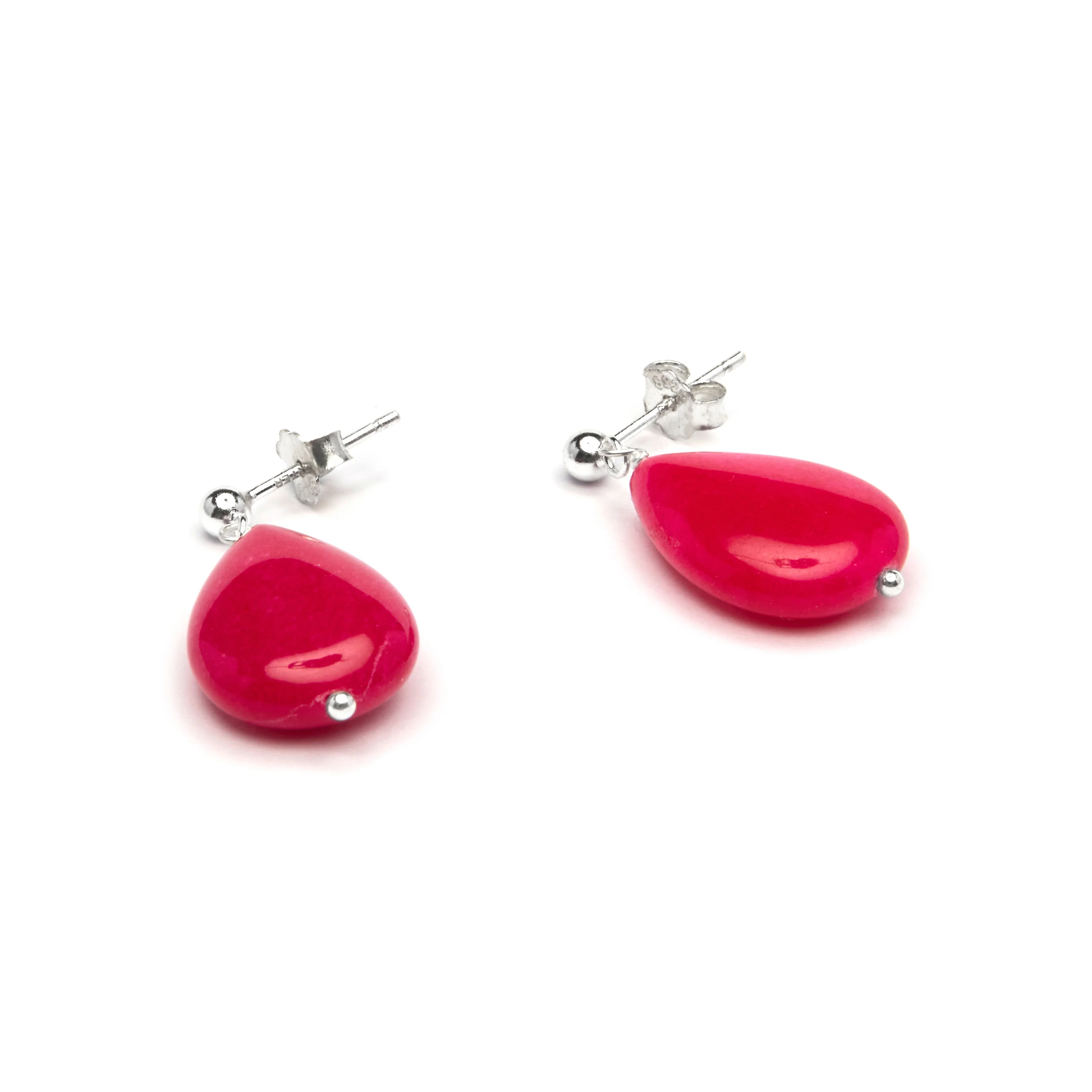 Pendientes de Plata de Ley 925 con Agata Rosa acabados en rodio - Kenitna - Image 5