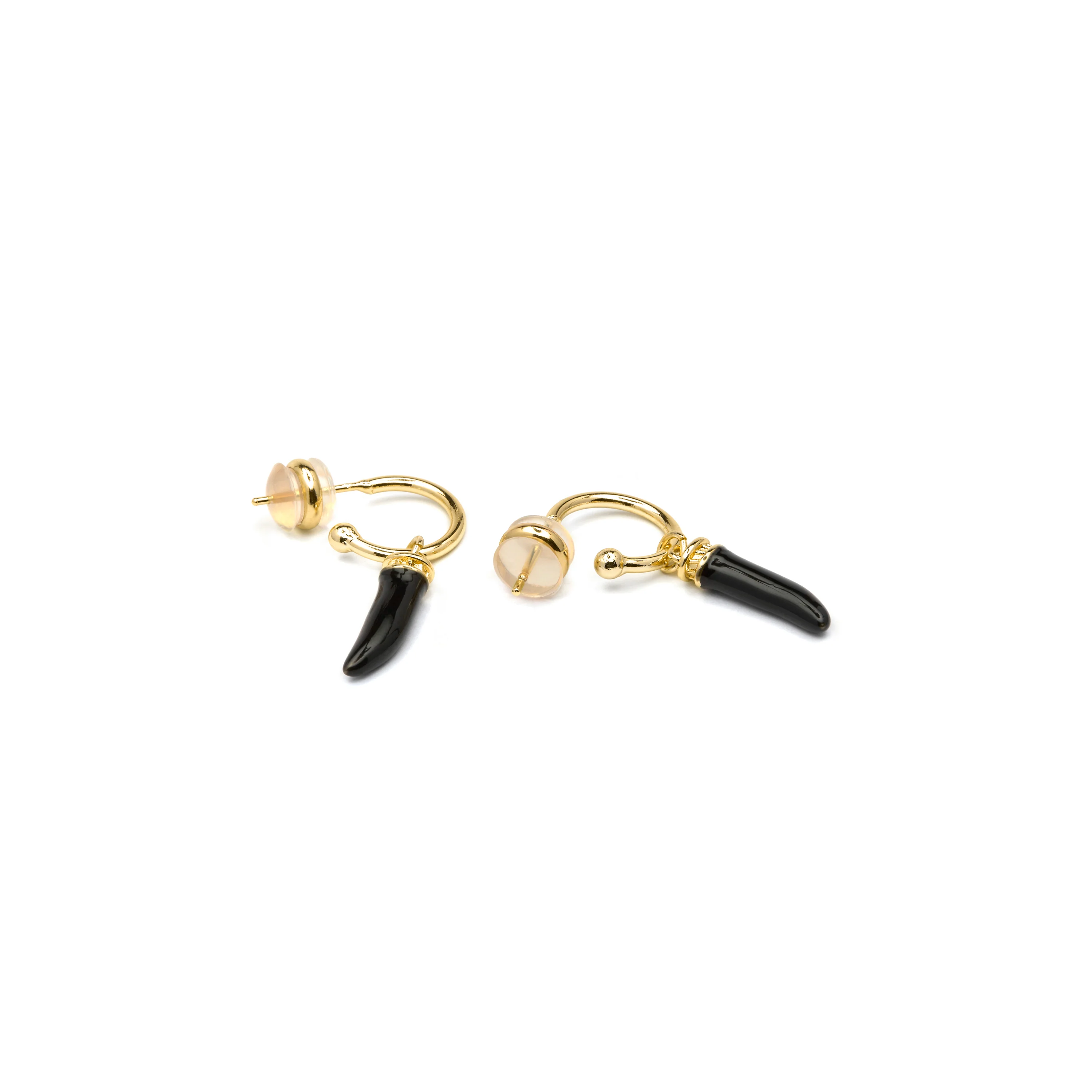 Pendientes acabado oro amarillo de 18k y Resina Negra - Khira - Image 4