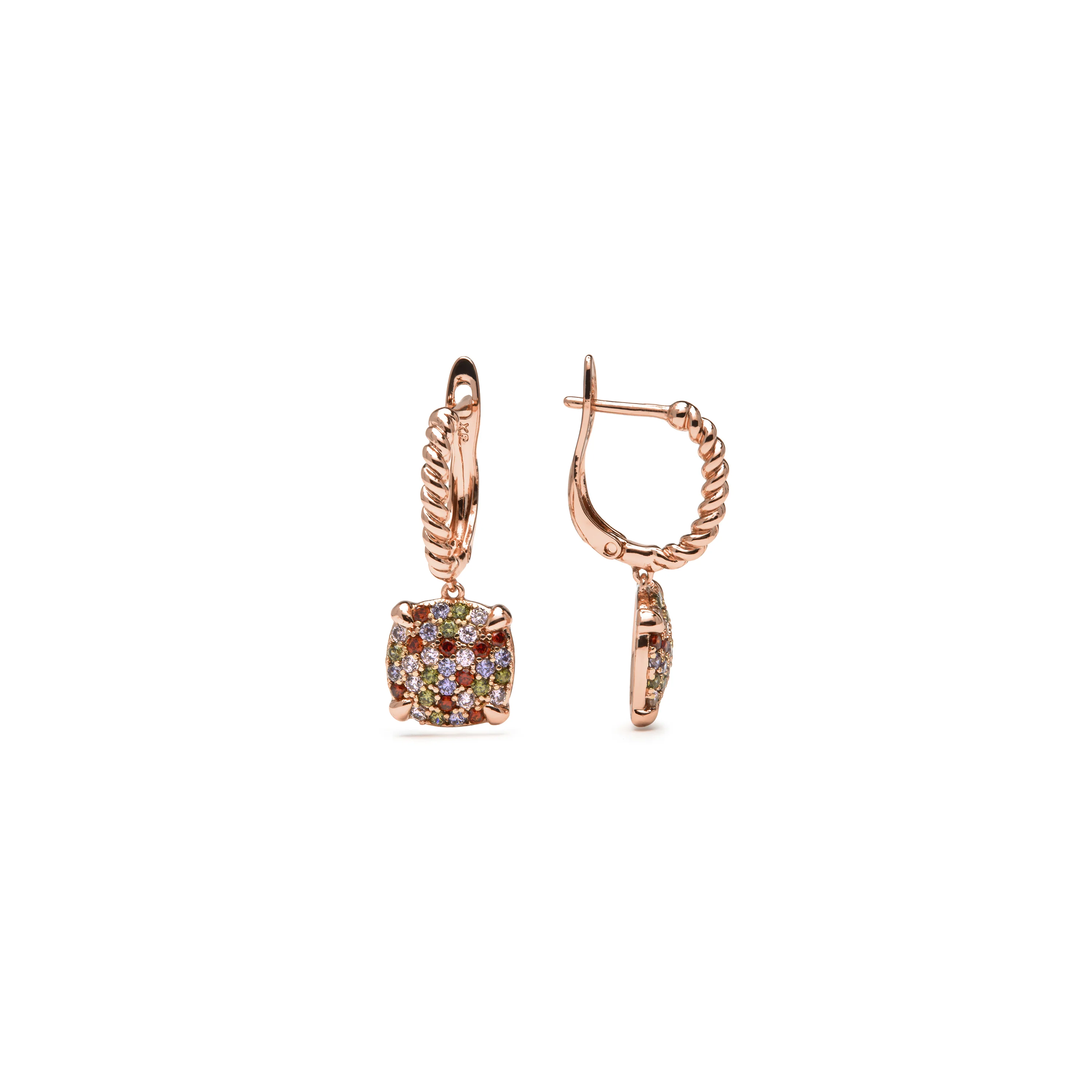 Pendientes acabado oro amarillo de 18k y Circonita Multicolor - Khocas - Image 3