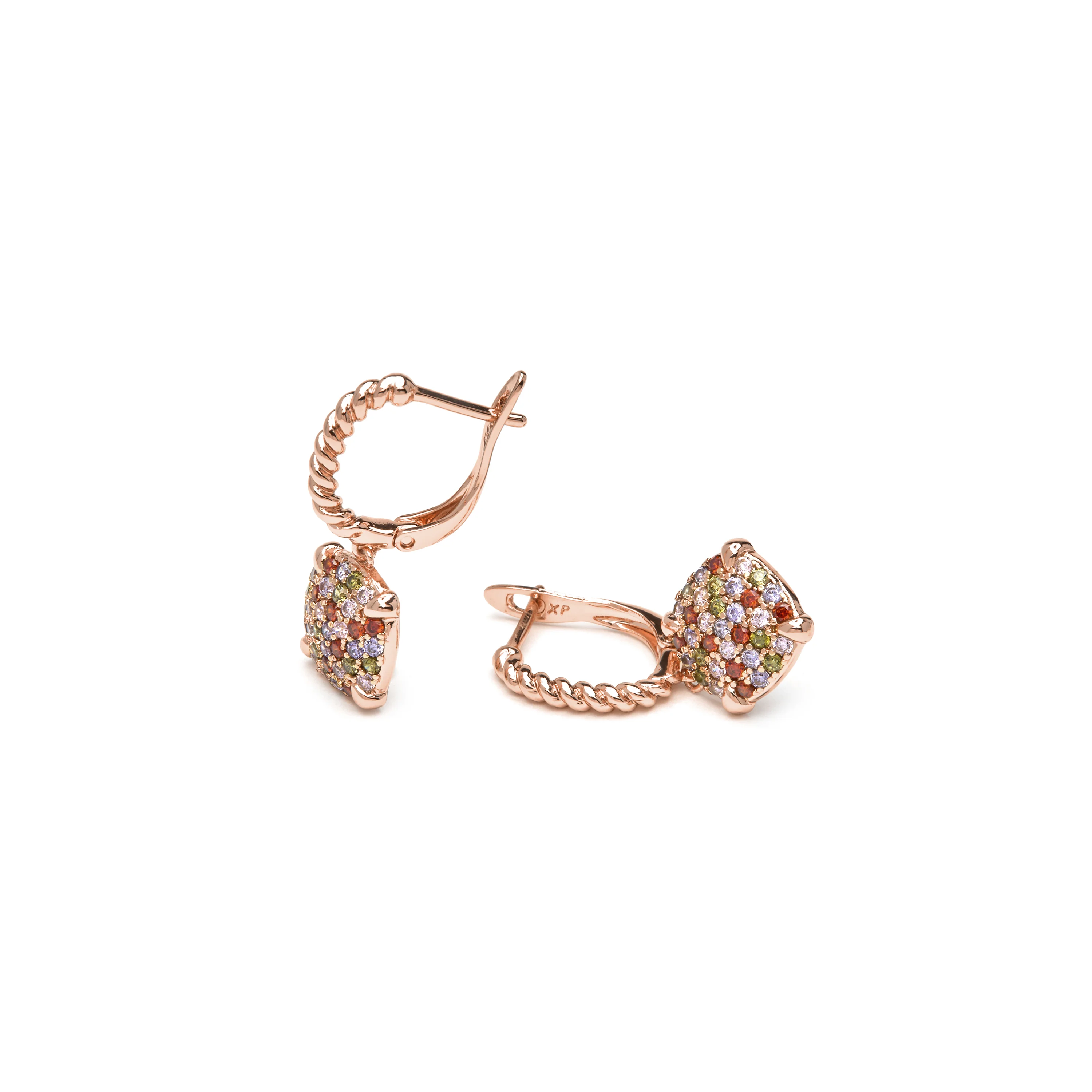 Pendientes acabado oro amarillo de 18k y Circonita Multicolor - Khocas - Image 4