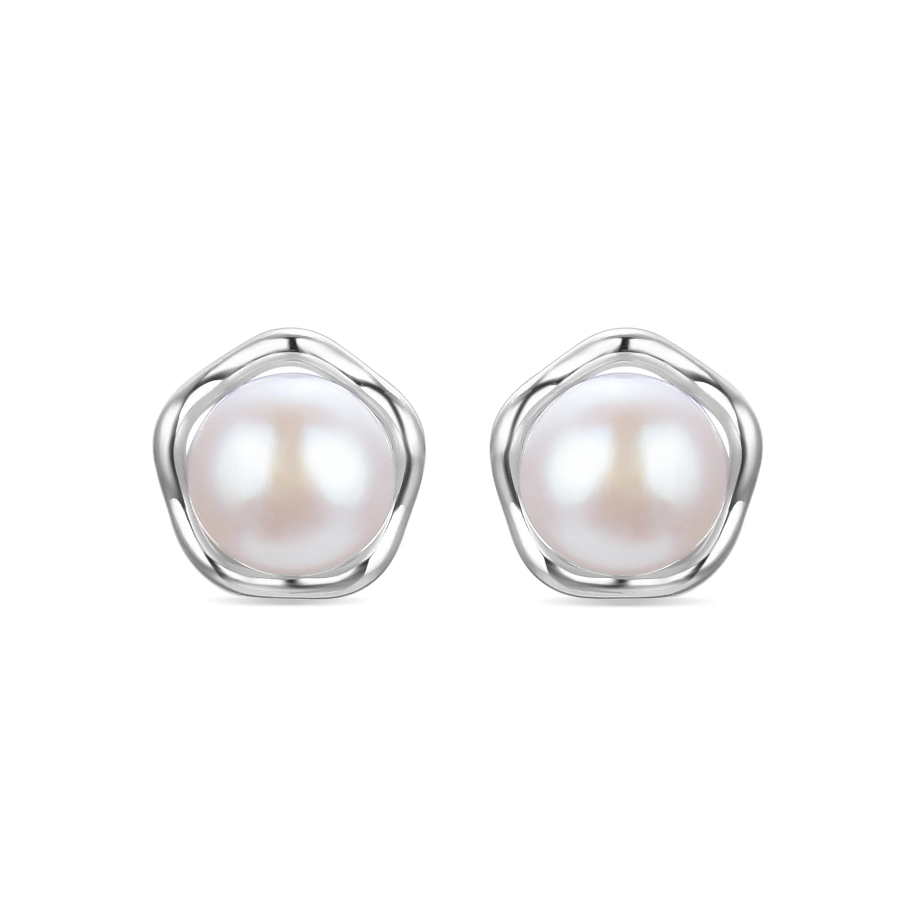 Pendientes de Plata de Ley 925 con Perla Blanca acabados en rodio - Kirmat
