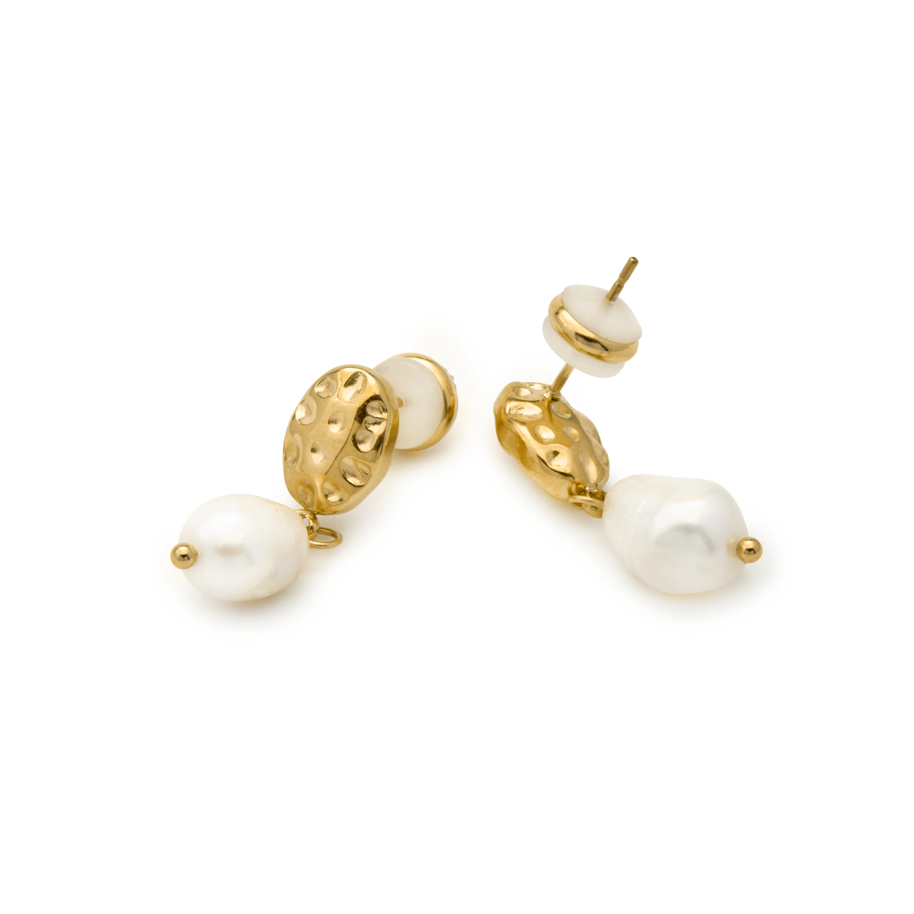 Pendientes de Perla Blanca acabado en oro amarillo 18k - Kixo - Image 5