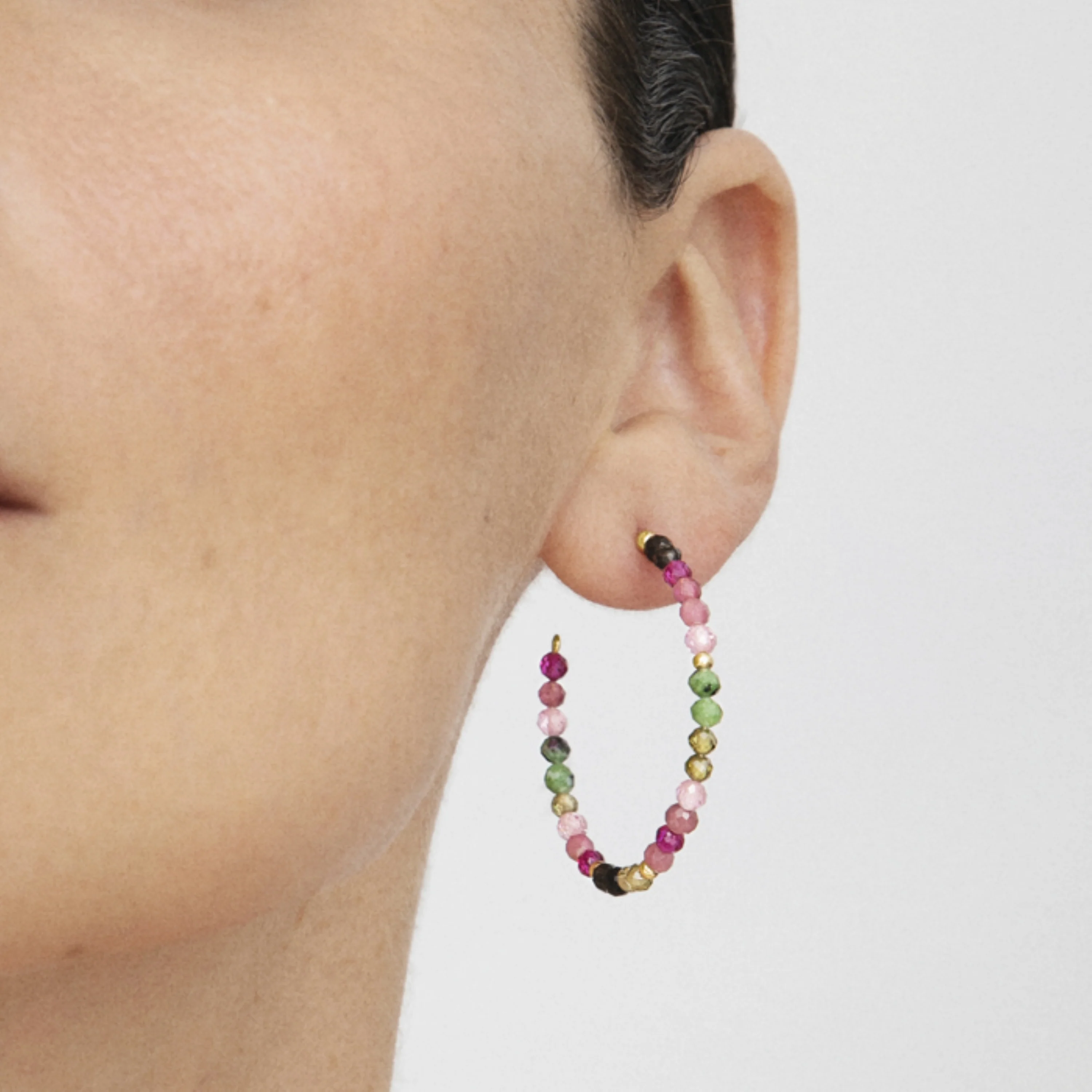 Pendientes de Plata de Ley 925 con Turmalina Multicolor acabados en oro amarillo 18K - Koarg - Image 3