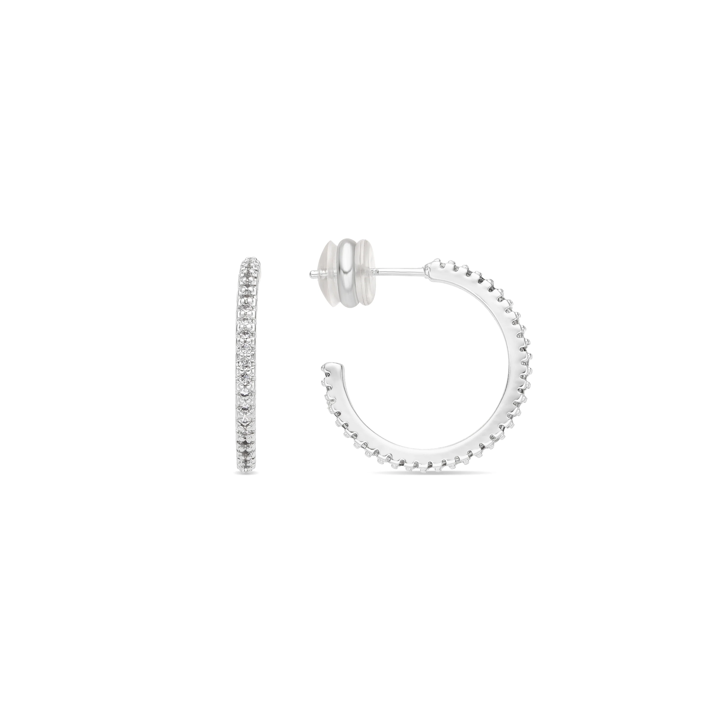 Pendientes de 21mm de diámetro acabado plata con circonitas - Koson