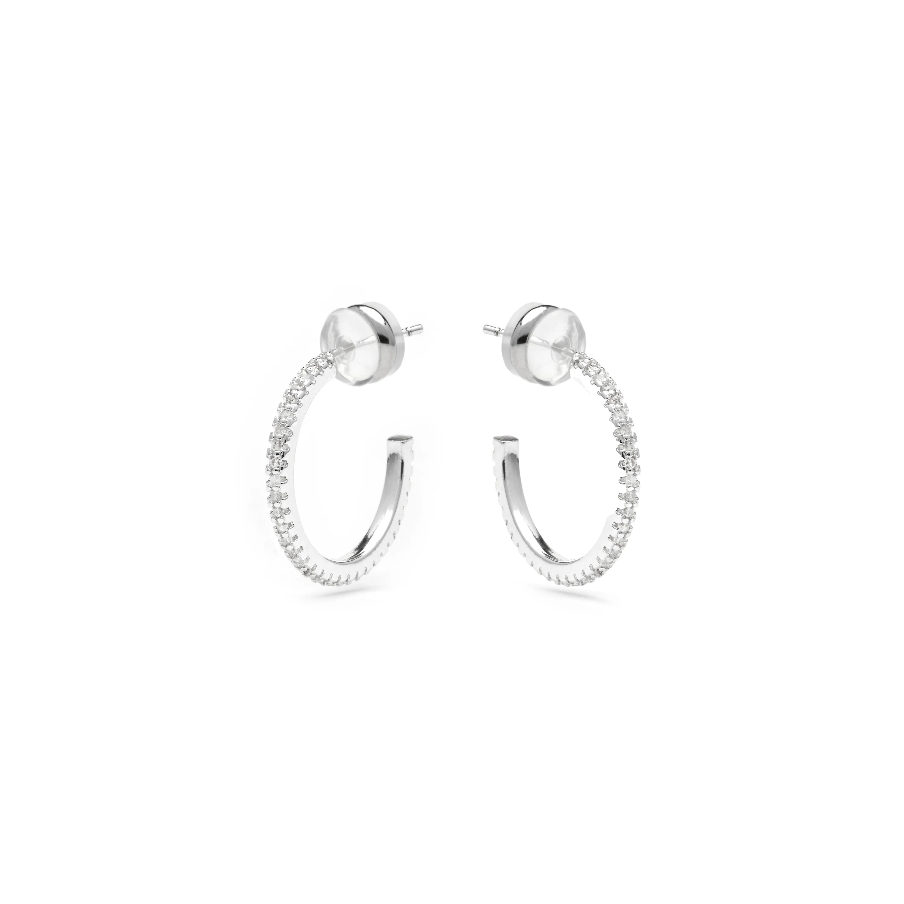 Pendientes de 21mm de diámetro acabado plata con circonitas - Koson - Image 3