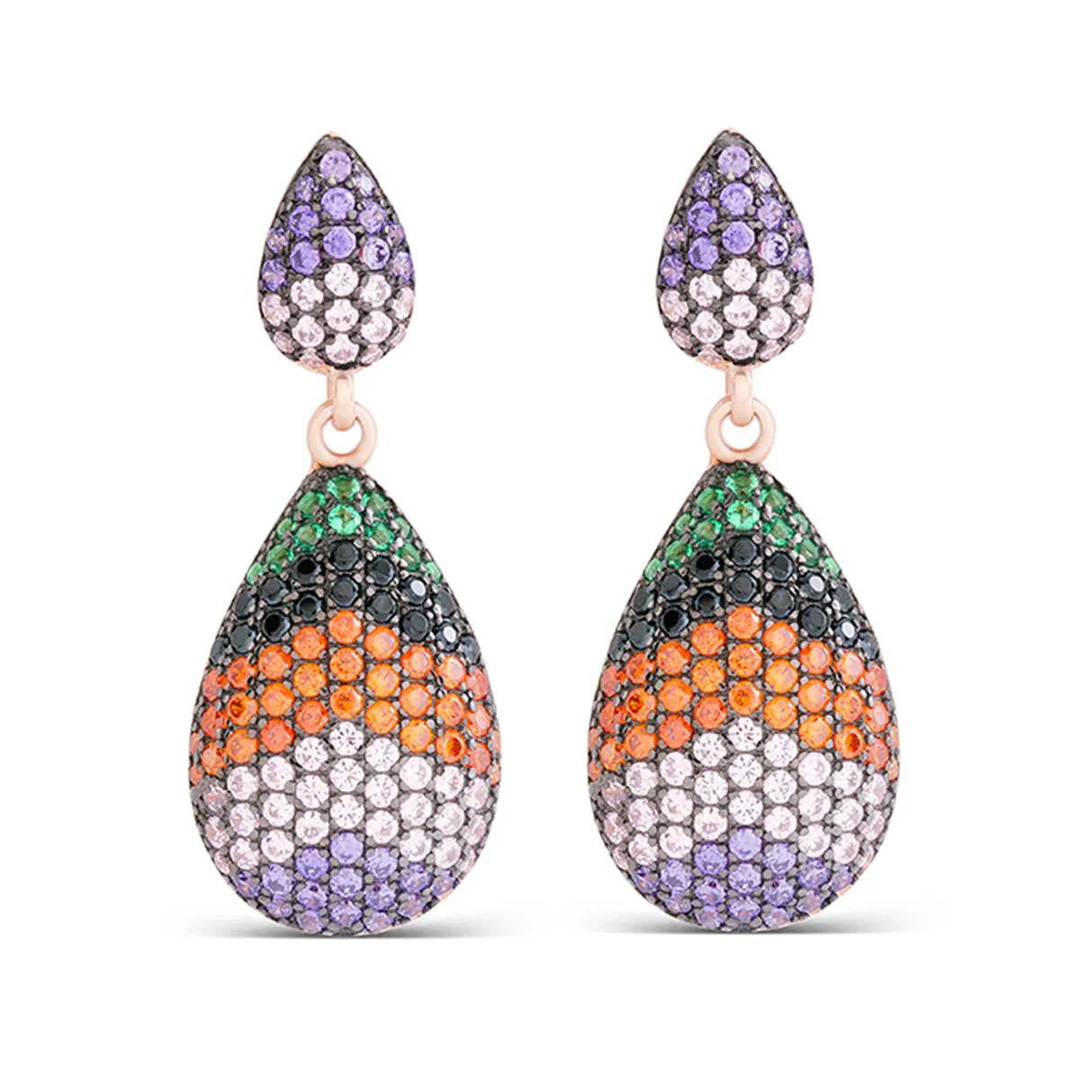Pendientes Kraph Plata, O. Rosa y Multicolor Cz - Kraph MULTICOLOR