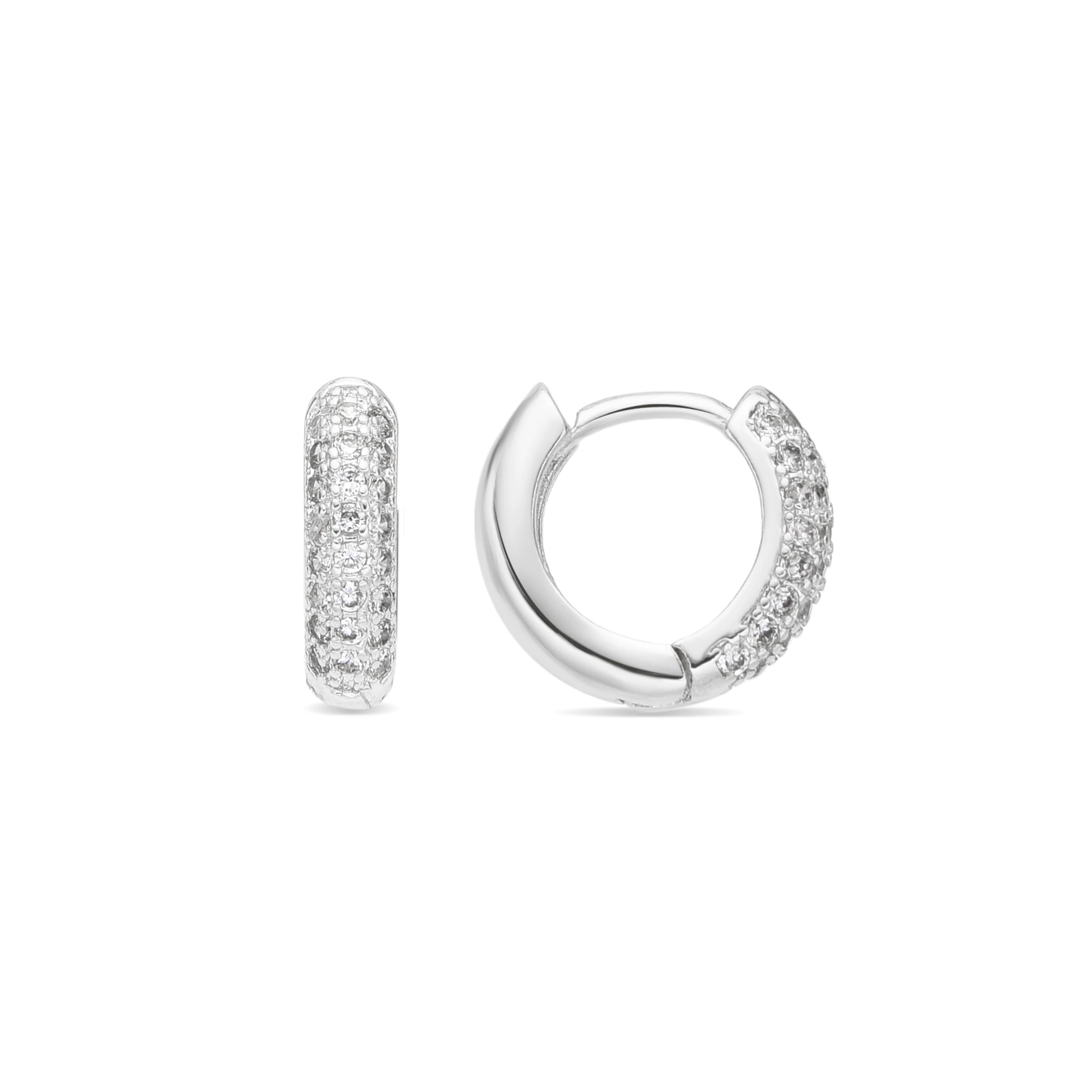 Pendientes de 12mm de diámetro  acabado plata y circonita - Krax
