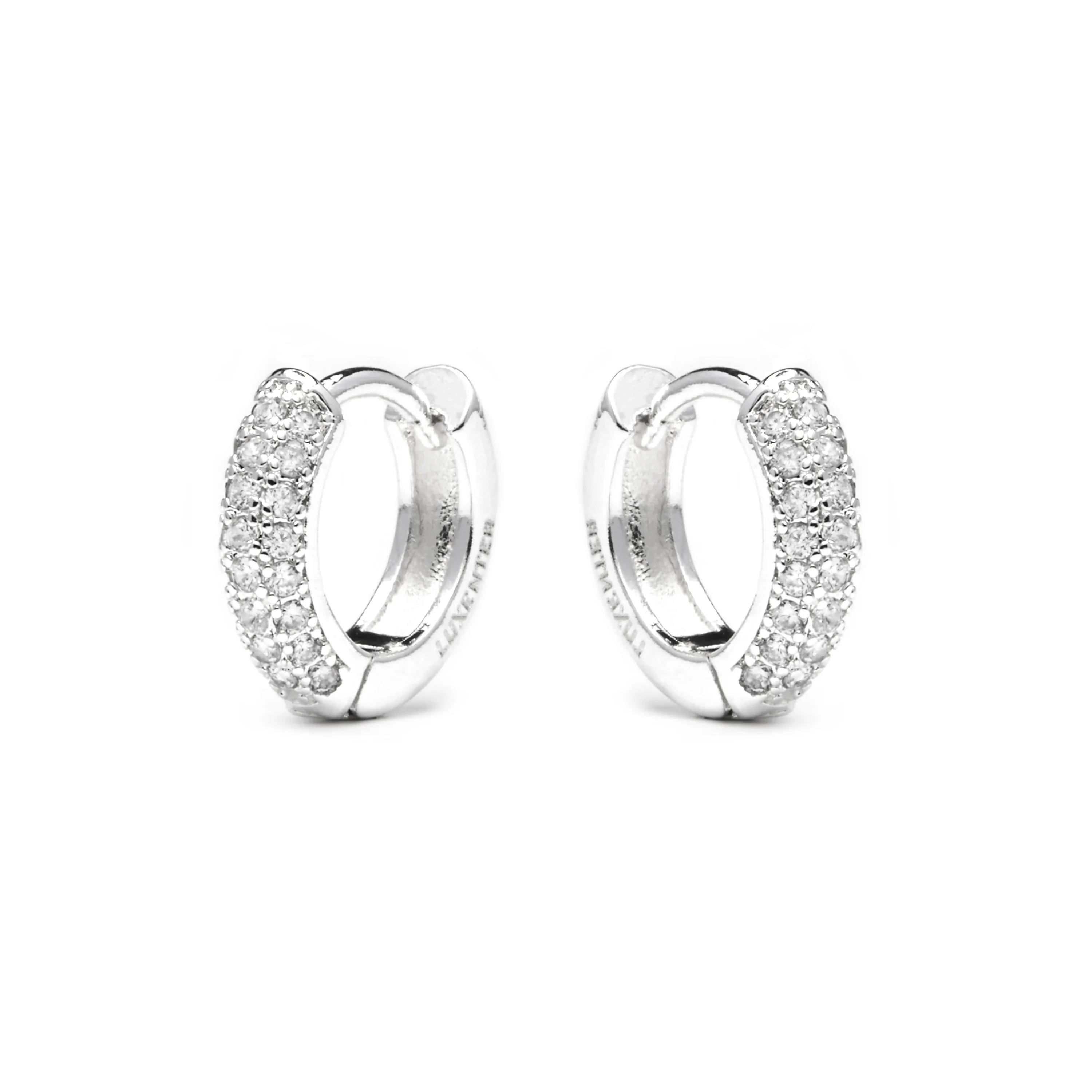 Pendientes de 12mm de diámetro  acabado plata y circonita - Krax - Image 3