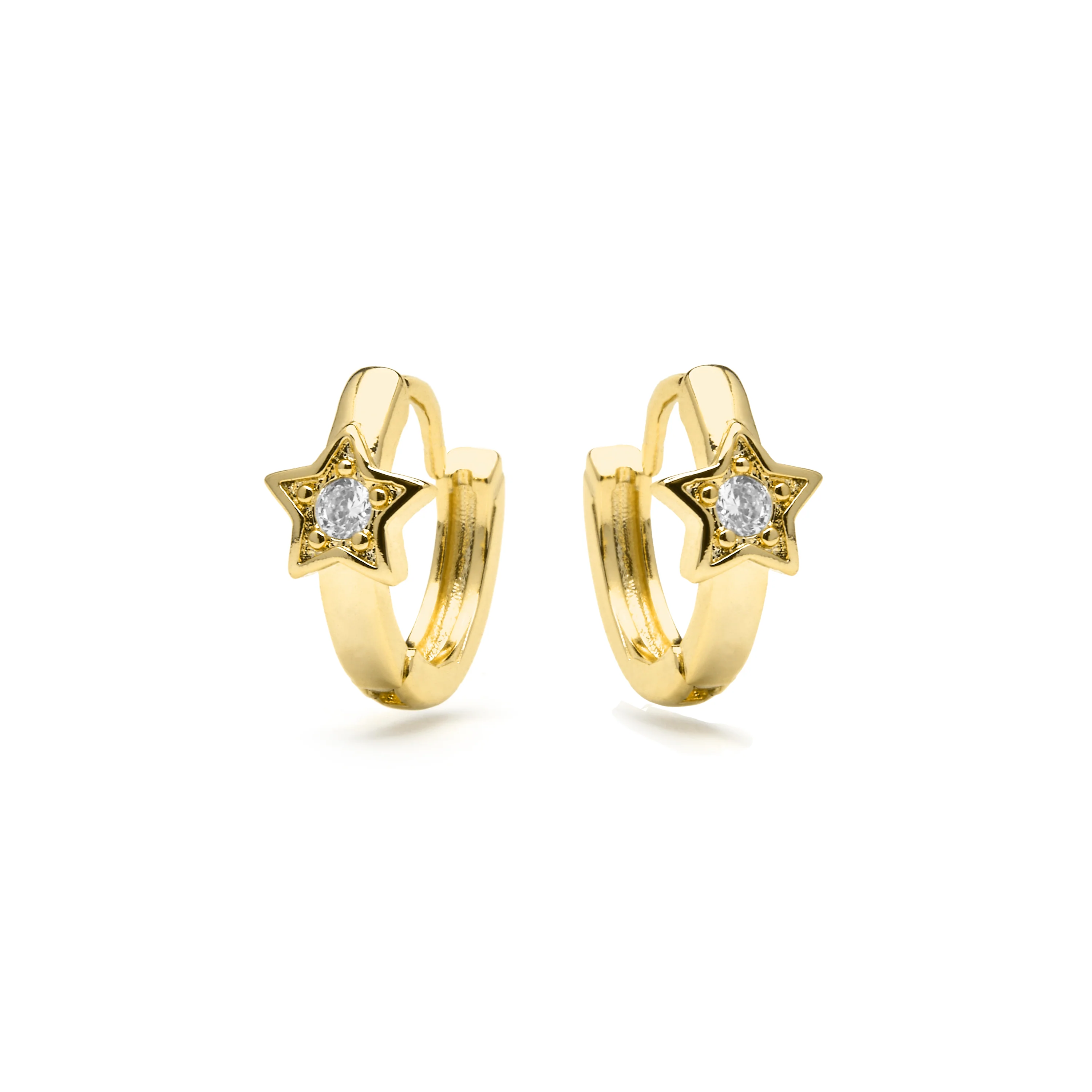 Pendientes acabado oro amarillo de 18k y Circonita Brillante - Ktyu - Image 3
