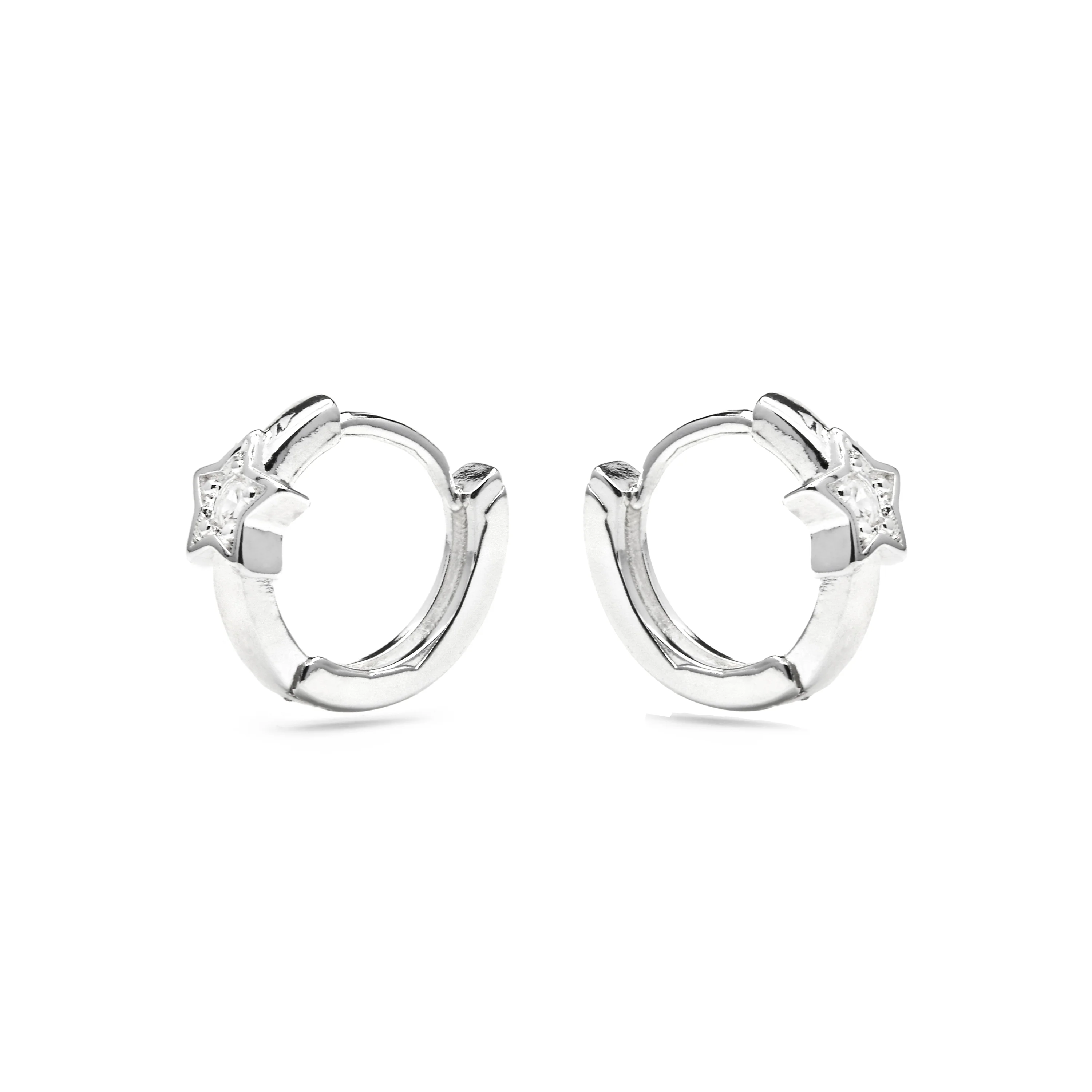 Pendientes de 10mm de diámetro acabado plata y circonita - Ktyu - Image 3