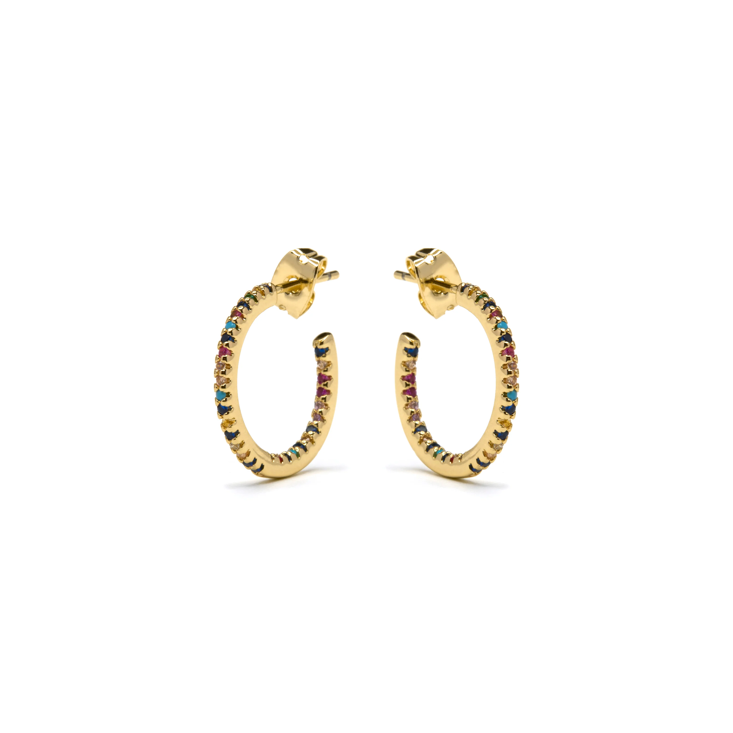 Pendientes con Circonita Multicolor acabado oro 18k - Kumo - Image 3